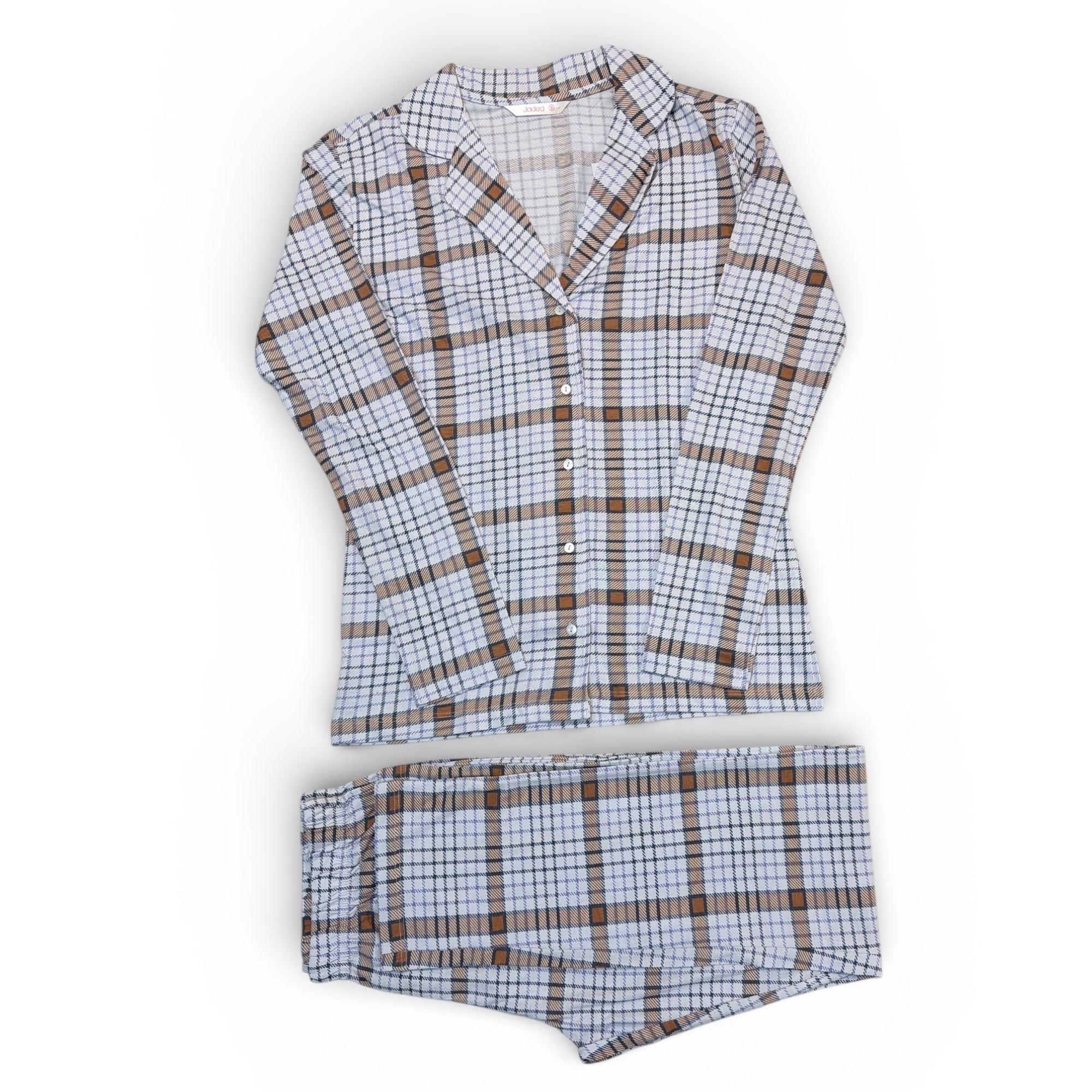 Pigiama Donna Lungo in Cotone Jersey Quadri Aperto Davanti Jadea Art.3274 - Boutique dell'Intimo e del Neonato