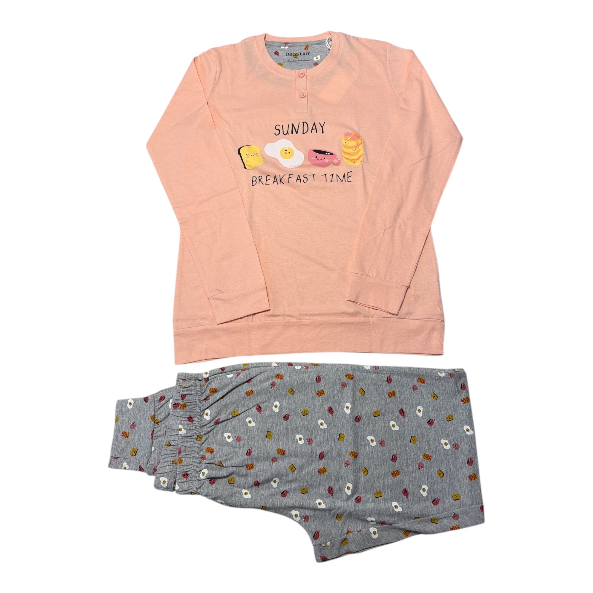 Pigiama Donna Lungo in Cotone Jersey Sefino Oronero Art.OD561 - Boutique dell'Intimo e del Neonato