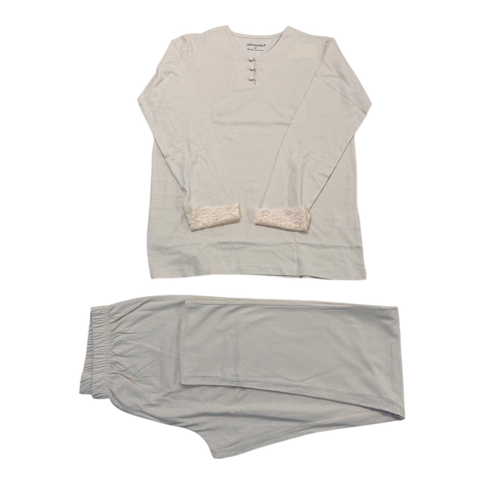 Pigiama Donna Lungo in Cotone Jersey Sefino Scollo V Oronero Art.OD567 - Boutique dell'Intimo e del Neonato