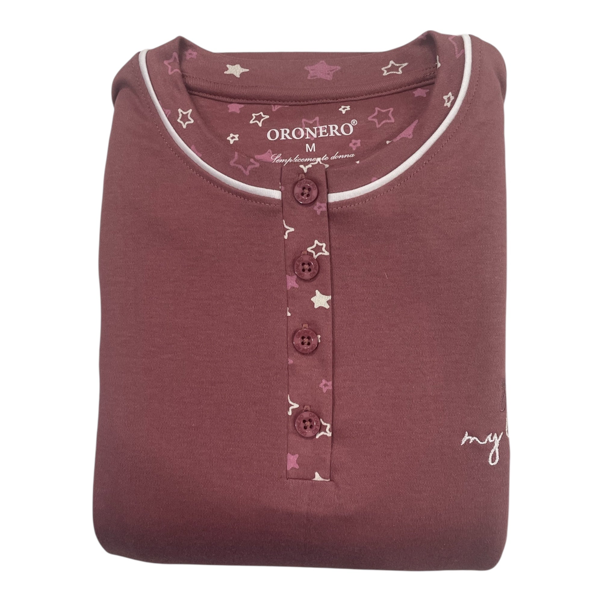 Pigiama Donna Lungo in Cotone Jersey Serafino Oronero Art.OD476 - Boutique dell'Intimo e del Neonato