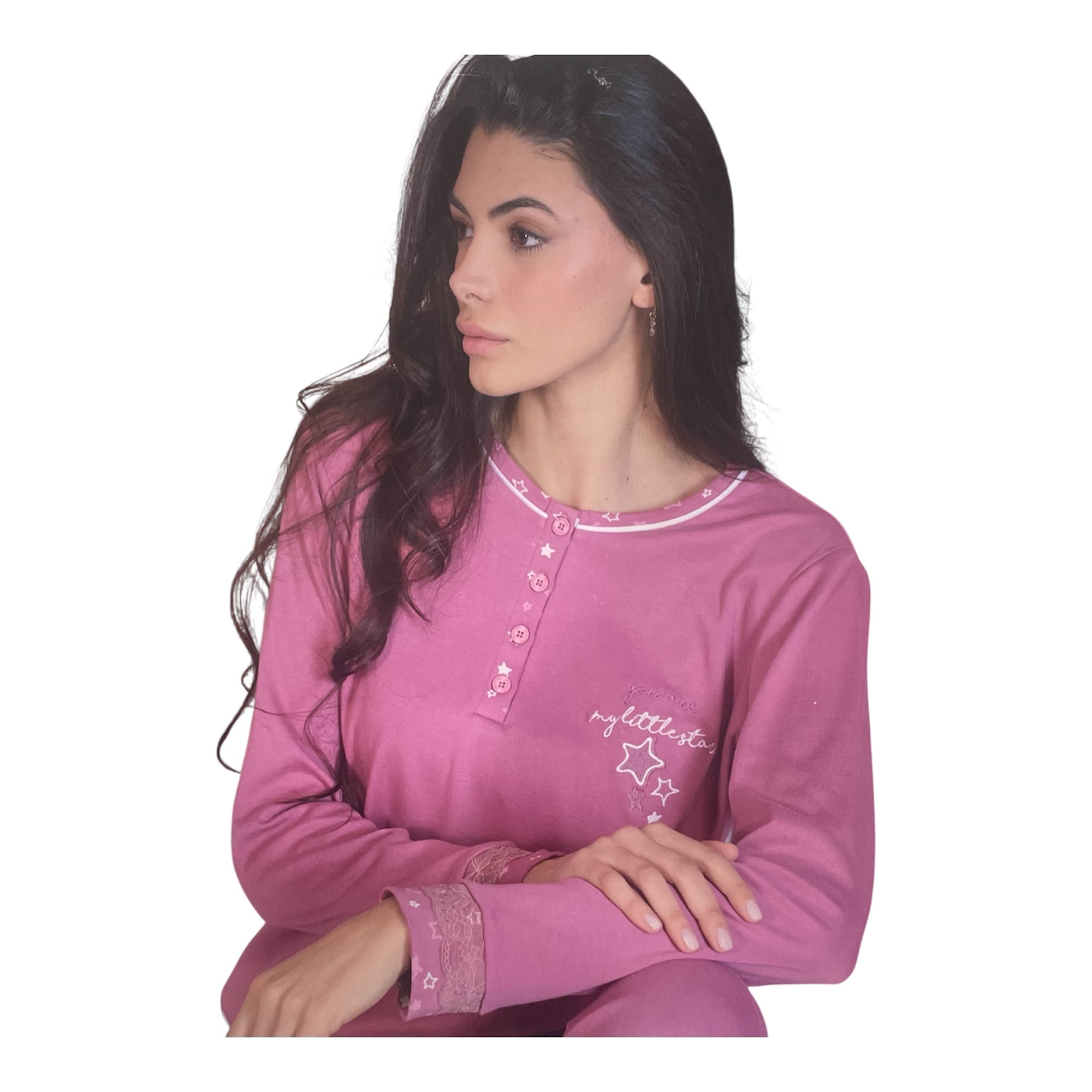 Pigiama Donna Lungo in Cotone Jersey Serafino Oronero Art.OD476 - Boutique dell'Intimo e del Neonato