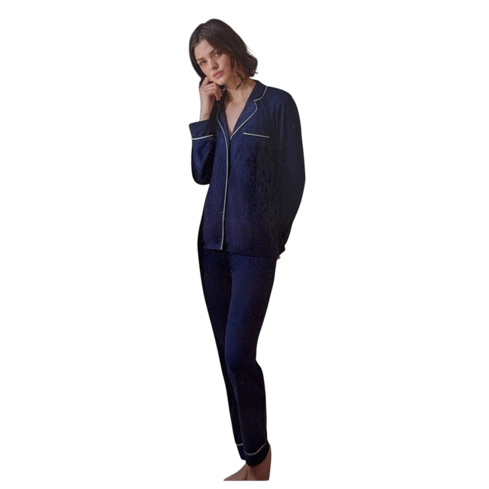 Pigiama Donna Lungo in Cotone Modal Jersey Aperto Davanti Jadea Art.3282 - Boutique dell'Intimo e del Neonato