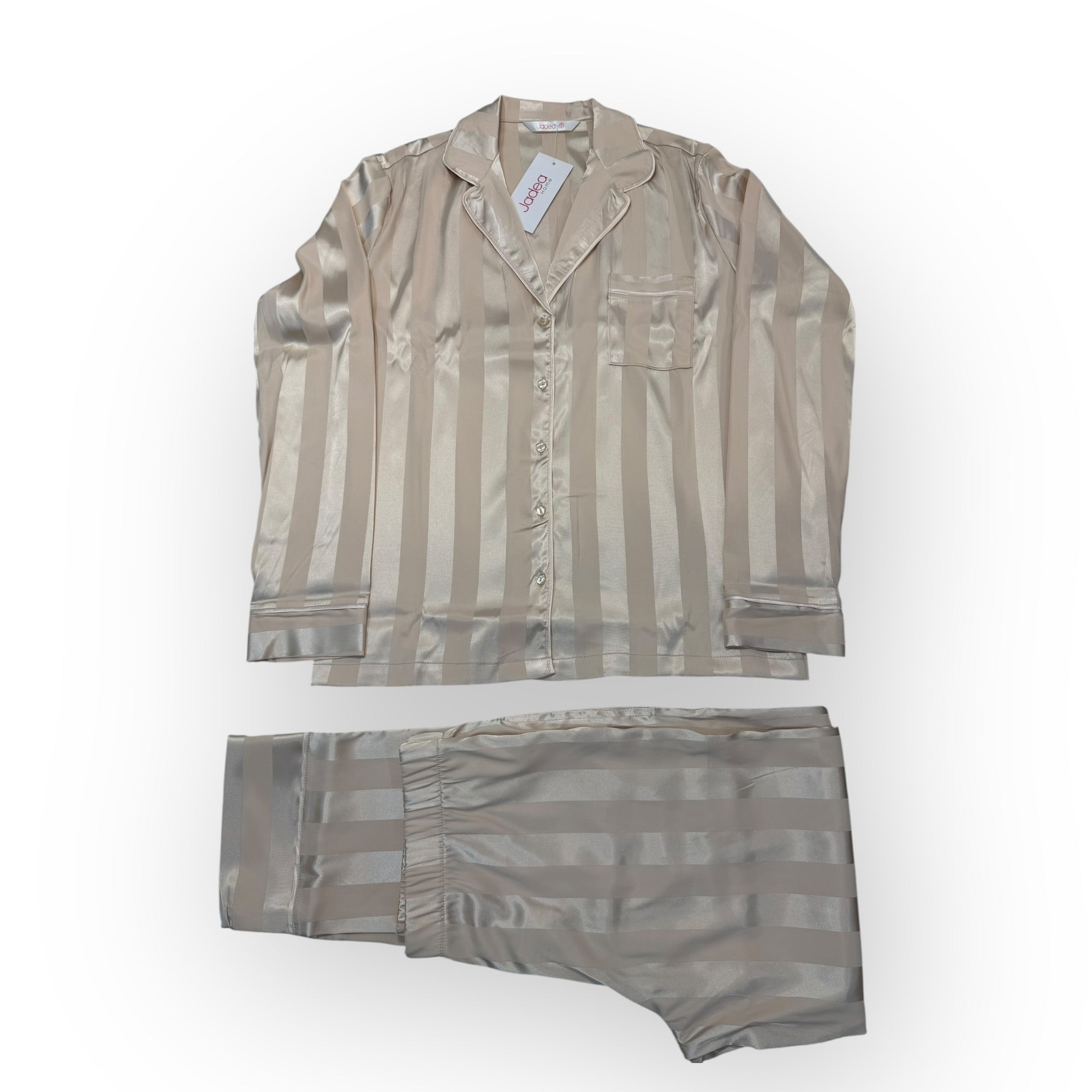 Pigiama Donna Lungo in Raso Rigato Aperto Davanti Jadea Art.3290 - Boutique dell'Intimo e del Neonato