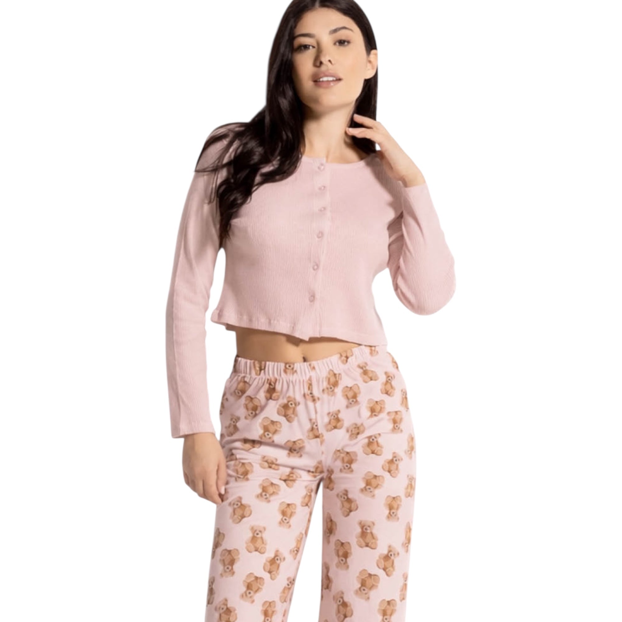 Pigiama Donna Top Crop Costina Aperto e Pantalone Palazzo Love and Bra Art.105299 - Boutique dell'Intimo e del Neonato