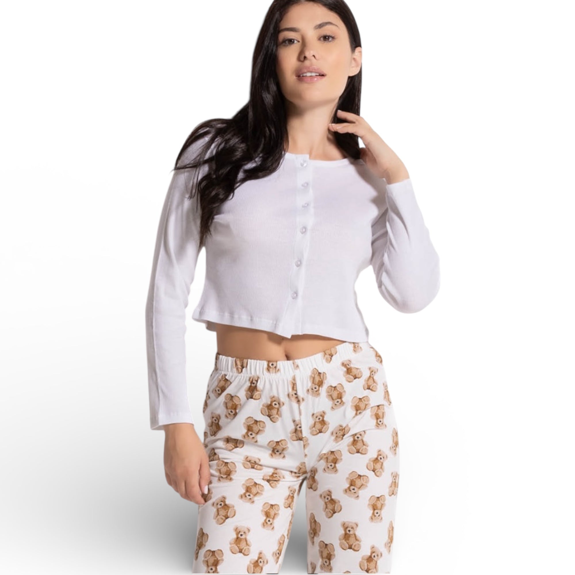 Pigiama Donna Top Crop Costina Aperto e Pantalone Palazzo Love and Bra Art.105299 - Boutique dell'Intimo e del Neonato