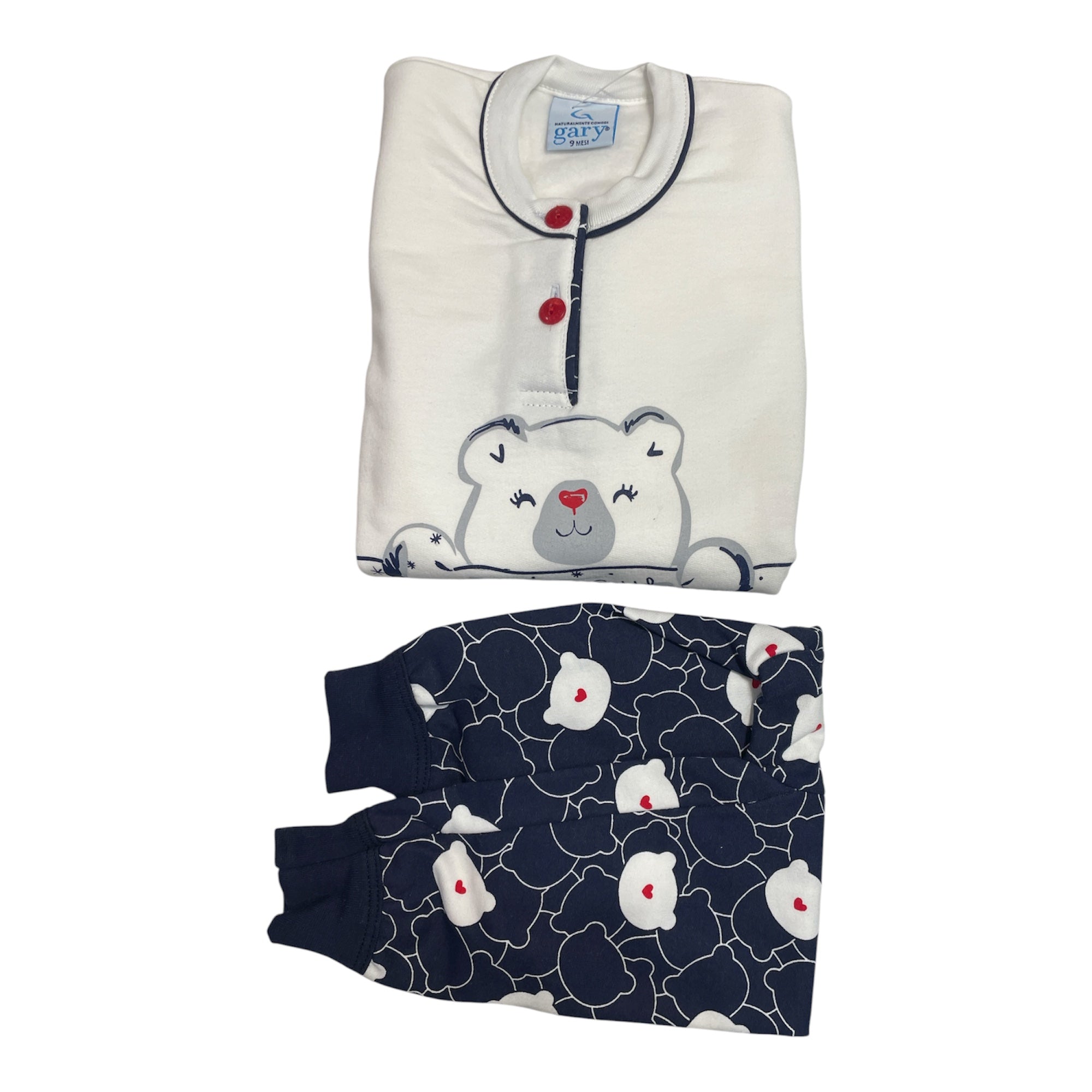 Pigiama Neonata Lungo in Cotone Felpato Serafino Gary Art.Q10022 - Boutique dell'Intimo e del Neonato