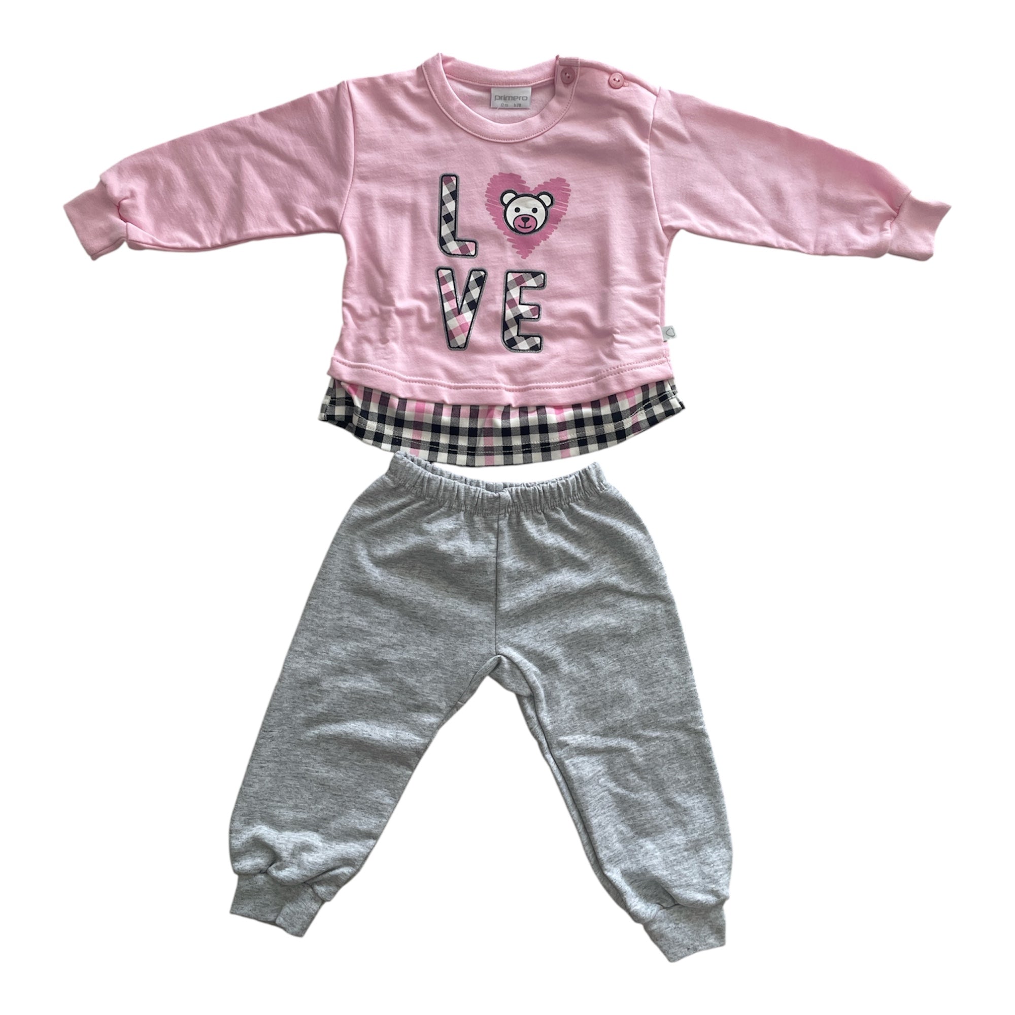 Pigiama Neonata Lungo in Cotone Felpato Spalla Aperta Primero Art.I14106 - Boutique dell'Intimo e del Neonato