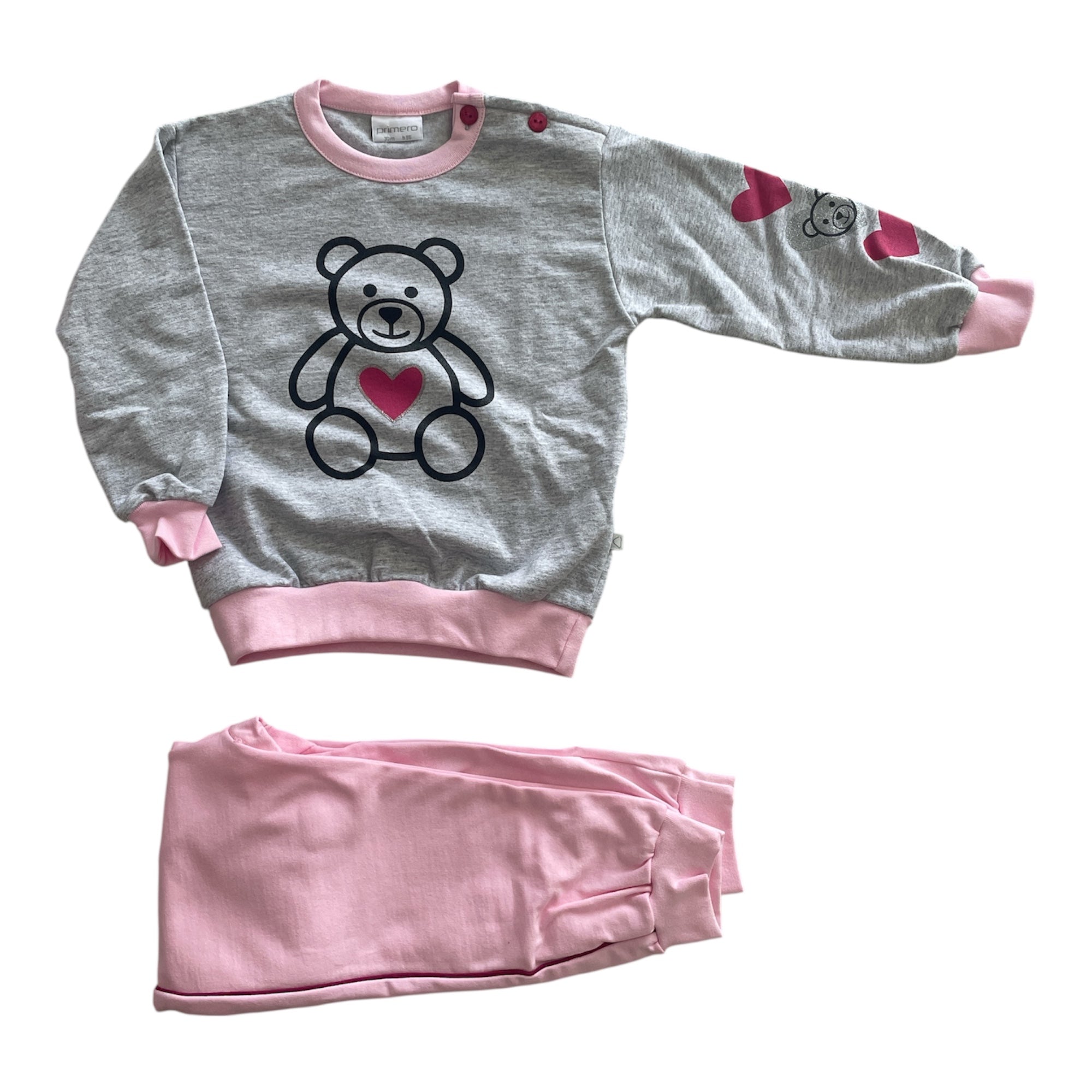 Pigiama Neonata Lungo in Cotone Felpato Spalla Aperta Primero Art.I14109 - Boutique dell'Intimo e del Neonato