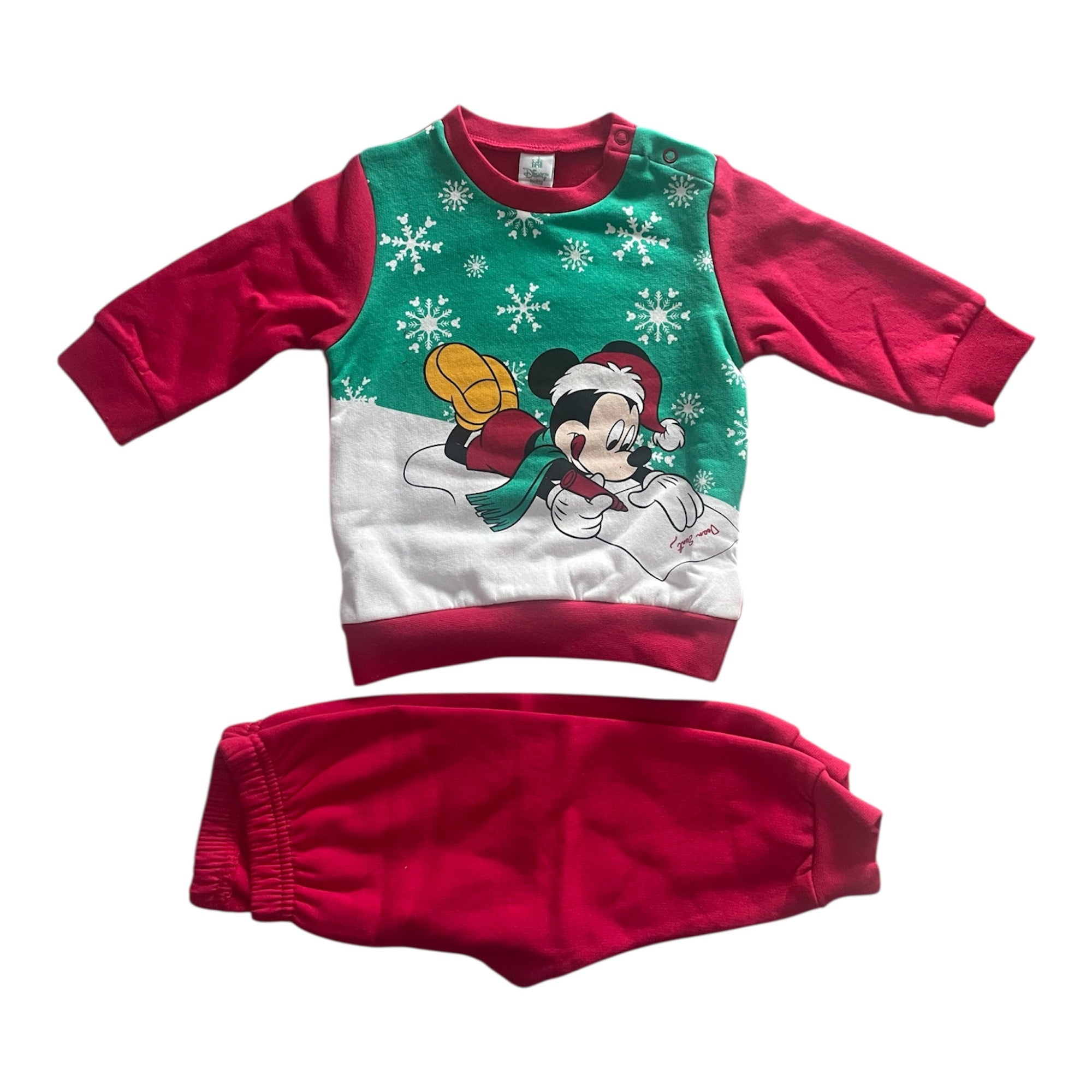 Pigiama Neonato in Cotone Felpato Spalla Aperta Natalizio Ellepi Disney TOPOLINO Art.1516 - Boutique dell'Intimo e del Neonato