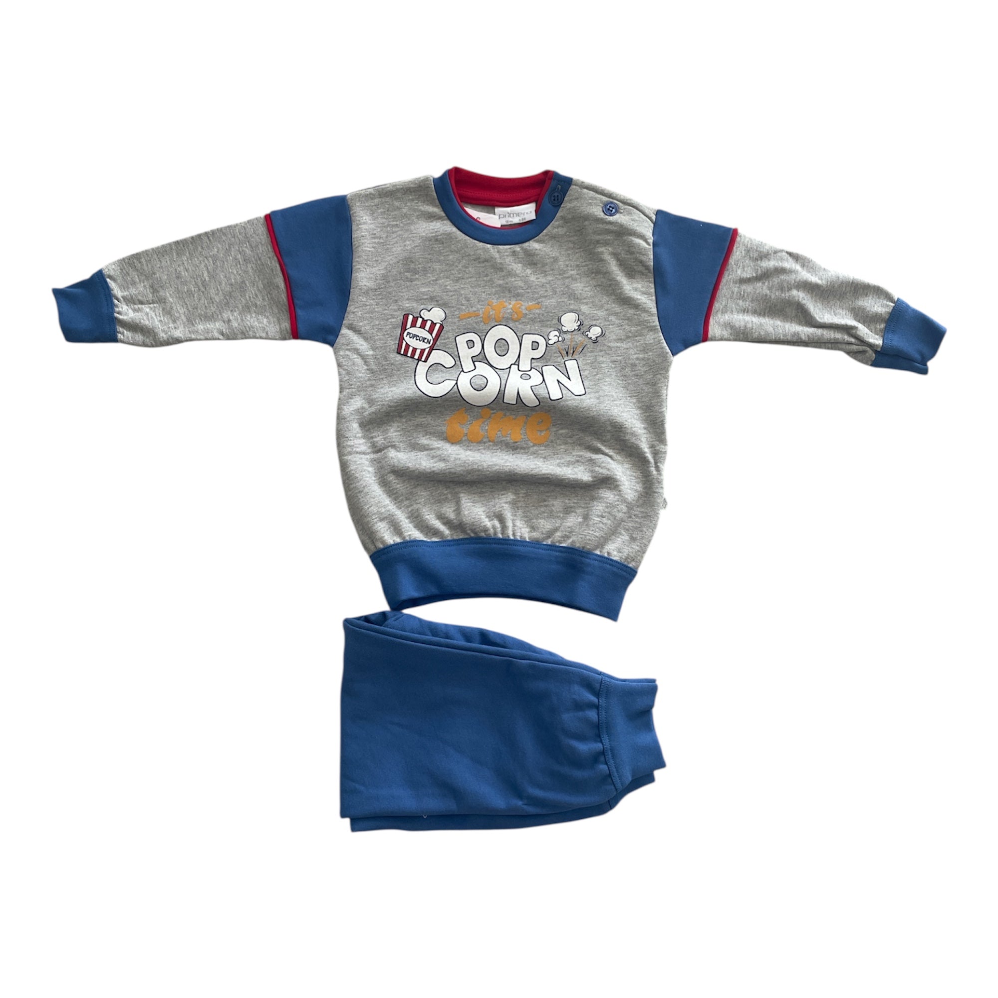 Pigiama Neonato Lungo in Cotone Felpato Spalla Aperta Primero Art.I13047 - Boutique dell'Intimo e del Neonato