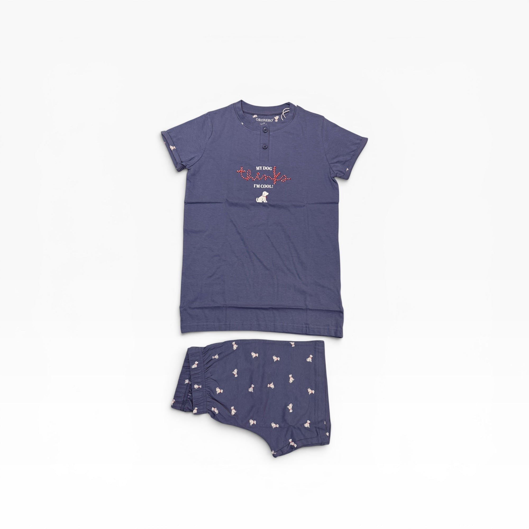 Pigiama Ragazza Corto in Cotone Jersey T-shirt Serafino Oronero Art.OD584G - Boutique dell'Intimo e del Neonato