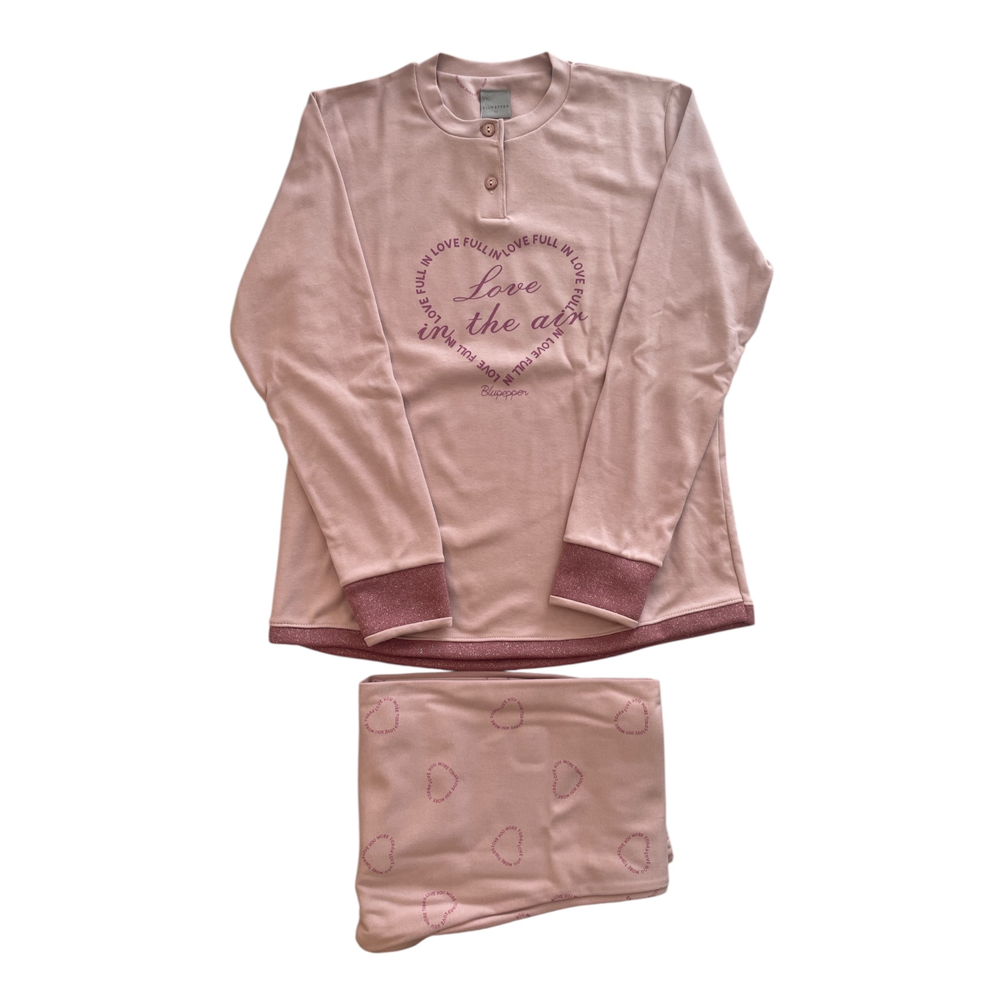 Pigiama Ragazza Lungo in Cotone Interlock Serafino Blupepper Art.I4803 - Boutique dell'Intimo e del Neonato