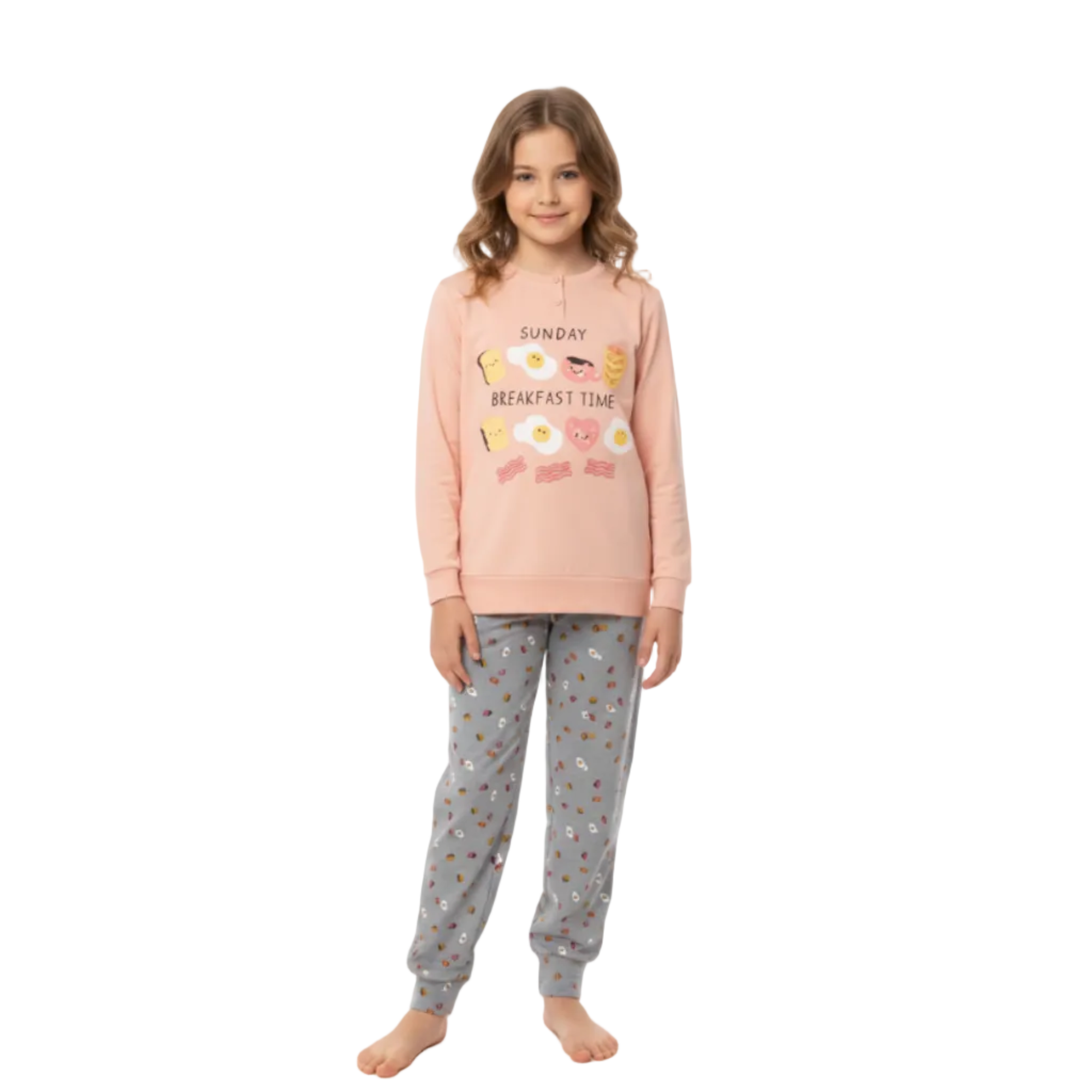 Pigiama Ragazza Lungo in Cotone Jersey Serafino Oronero Art.OD561G - Boutique dell'Intimo e del Neonato