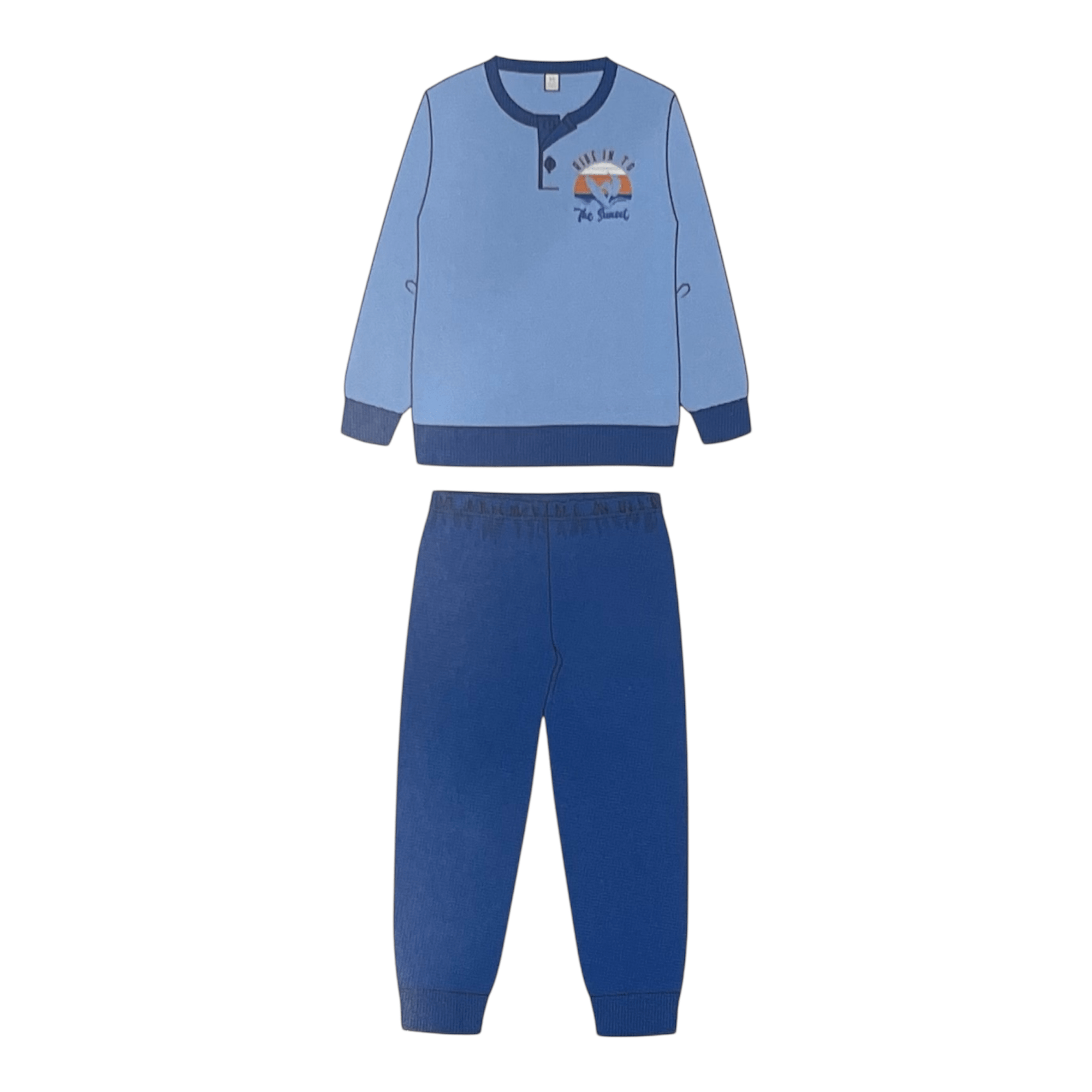 Pigiama Ragazzo Lungo in Cotone Jersey Serafino SognoSondesto Art.ESG14003 - Boutique dell'Intimo e del Neonato