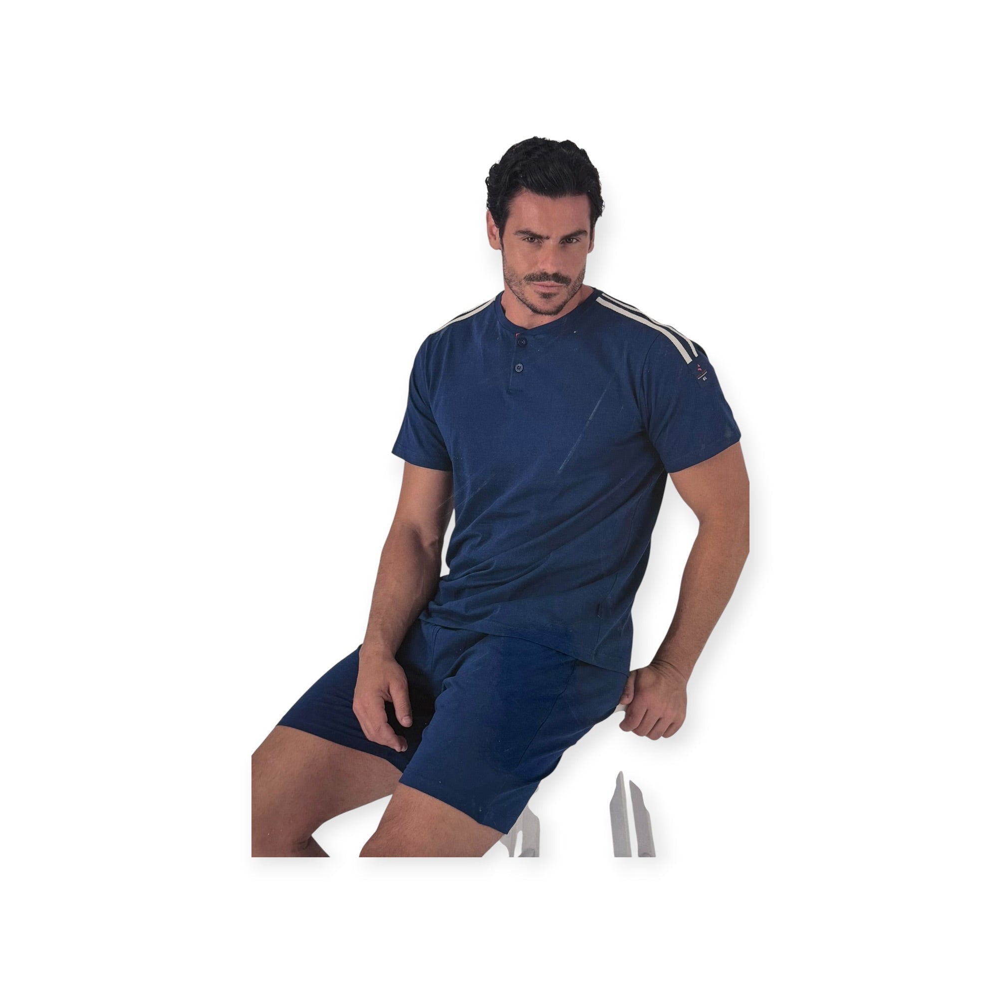 Pigiama Uomo Corto in Cotone Jersey Serafino Navigare Art.141993 - Boutique dell'Intimo e del Neonato