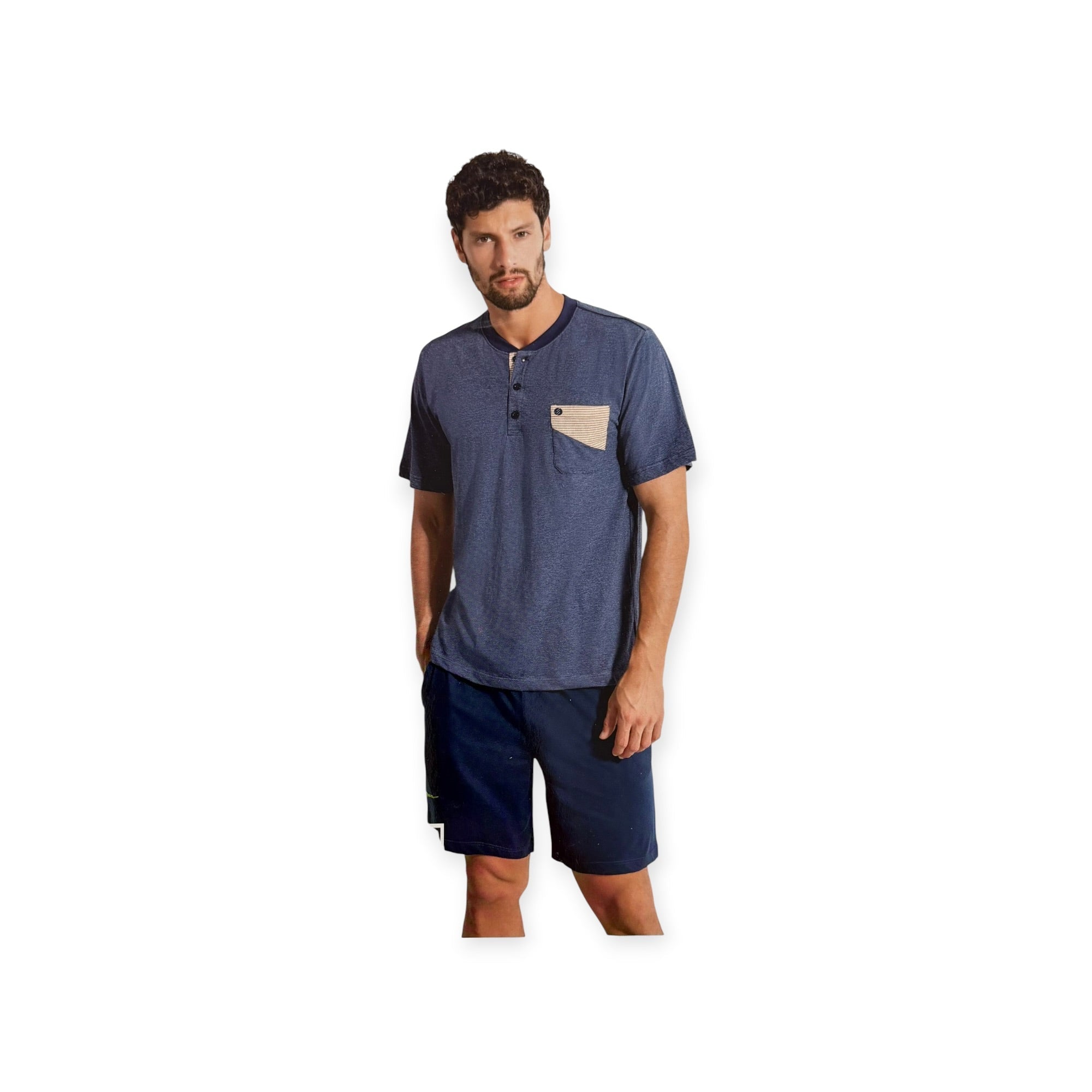 Pigiama Uomo Corto in Cotone Jersey Serafino Nottingham Art.PG50200 - AS2 - Boutique dell'Intimo e del Neonato