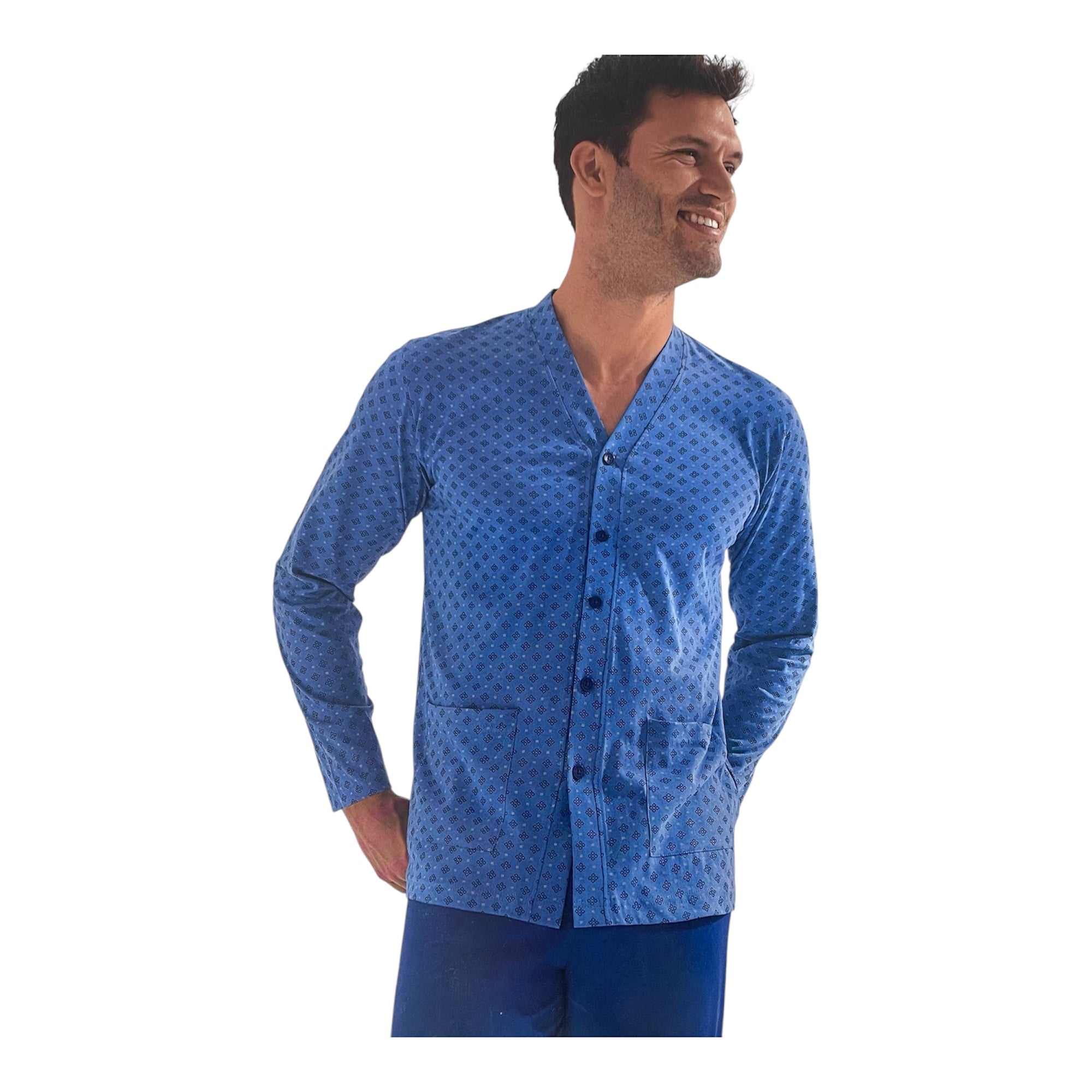 Pigiama Uomo Lungo Aperto Davanti in Cotone Jersey Il Granchio Art.GP1117 - Boutique dell'Intimo e del Neonato