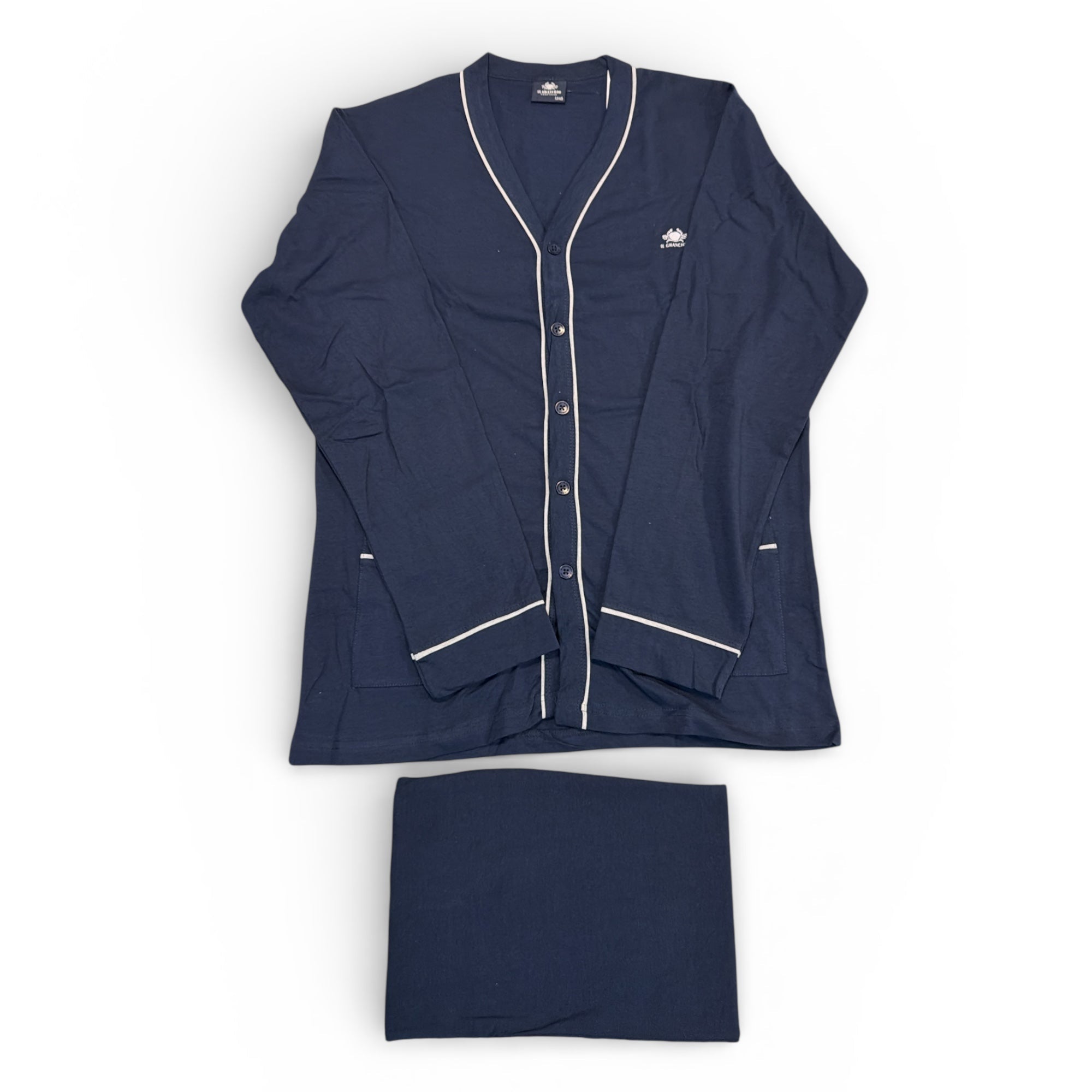 Pigiama Uomo Lungo Aperto Davanti in Cotone Jersey Il Granchio Art.GP1150|A - Boutique dell'Intimo e del Neonato