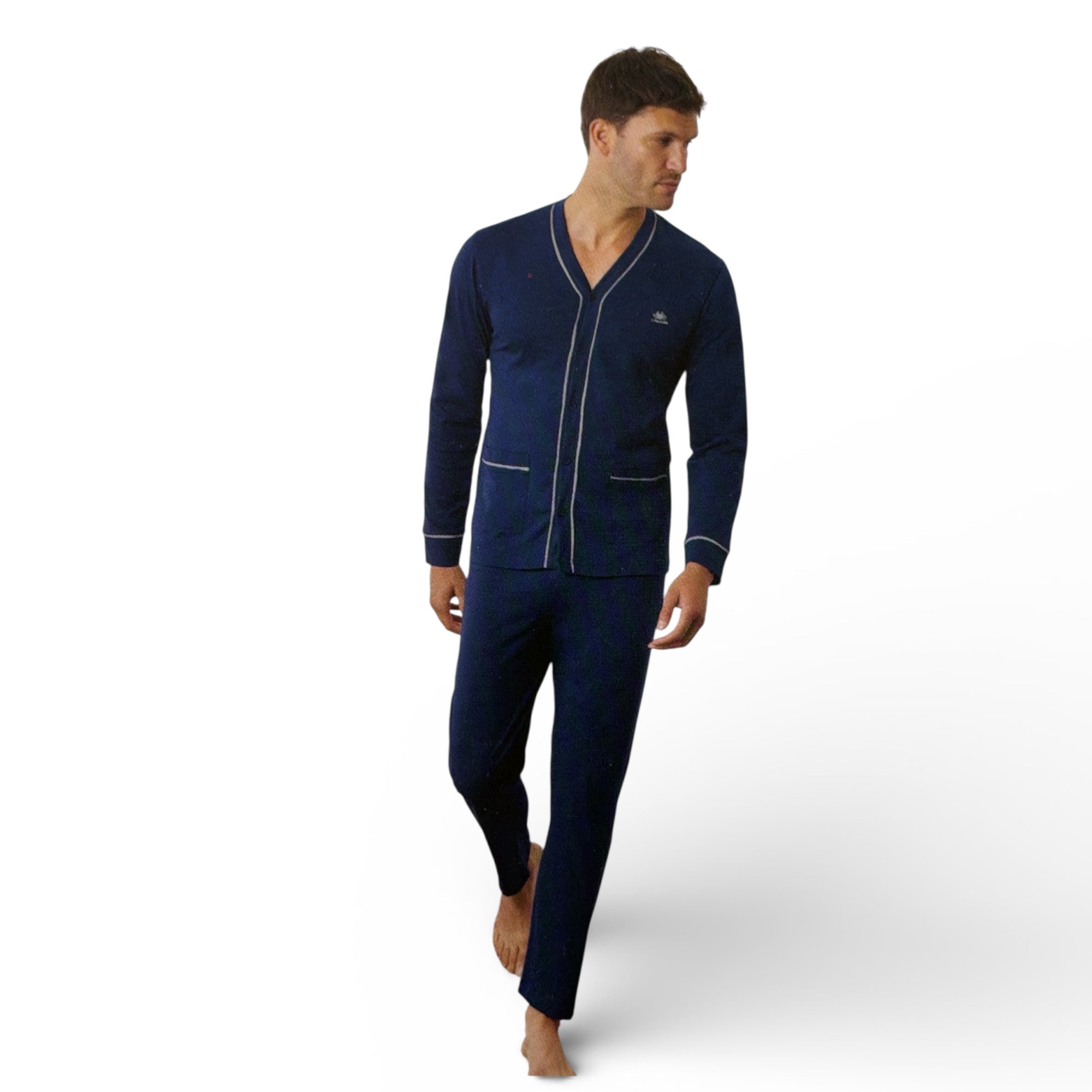 Pigiama Uomo Lungo Aperto Davanti in Cotone Jersey Il Granchio Art.GP1150|A - Boutique dell'Intimo e del Neonato