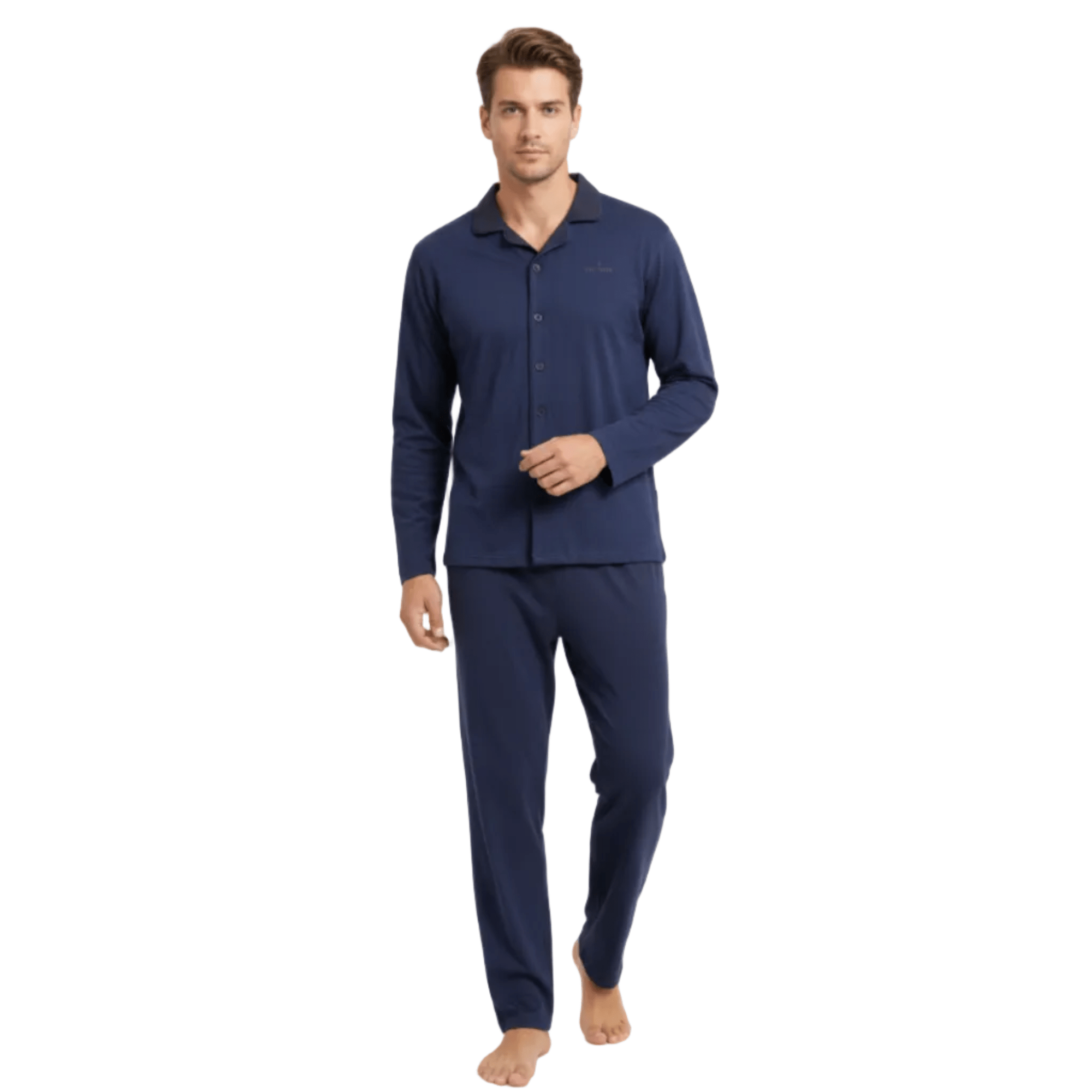 Pigiama Uomo Lungo in Caldo Cotone Aperto Davanti Navigare Art.141920 - Boutique dell'Intimo e del Neonato