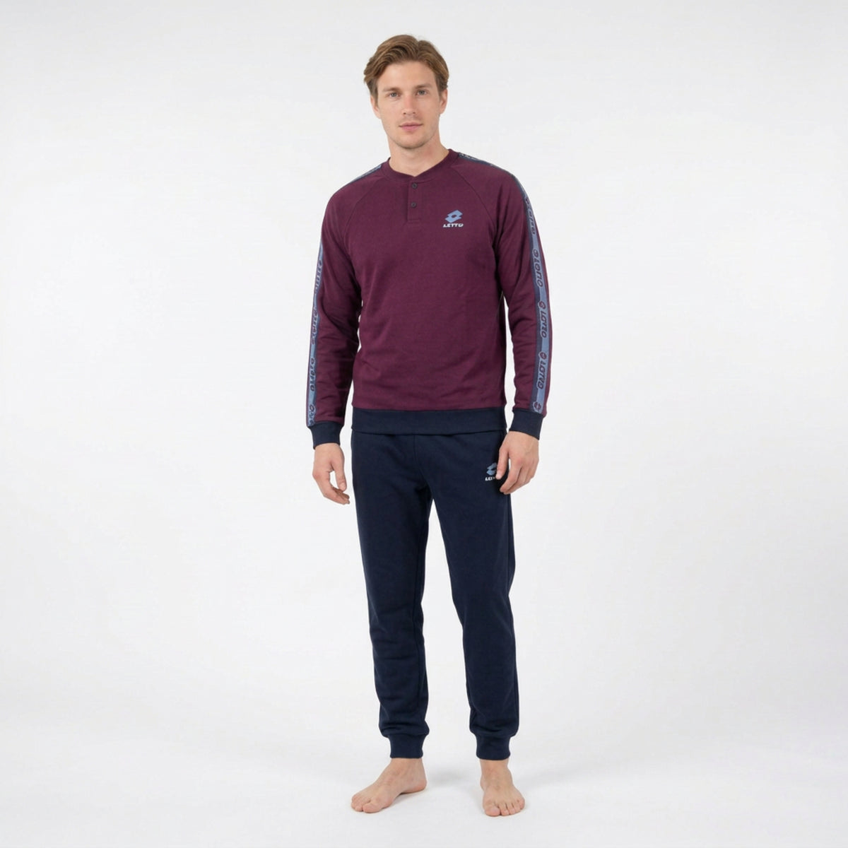 Pigiama Uomo Lungo in Caldo Cotone Serafino e Polsini Lotto Art.LP2140 - Boutique dell'Intimo e del Neonato