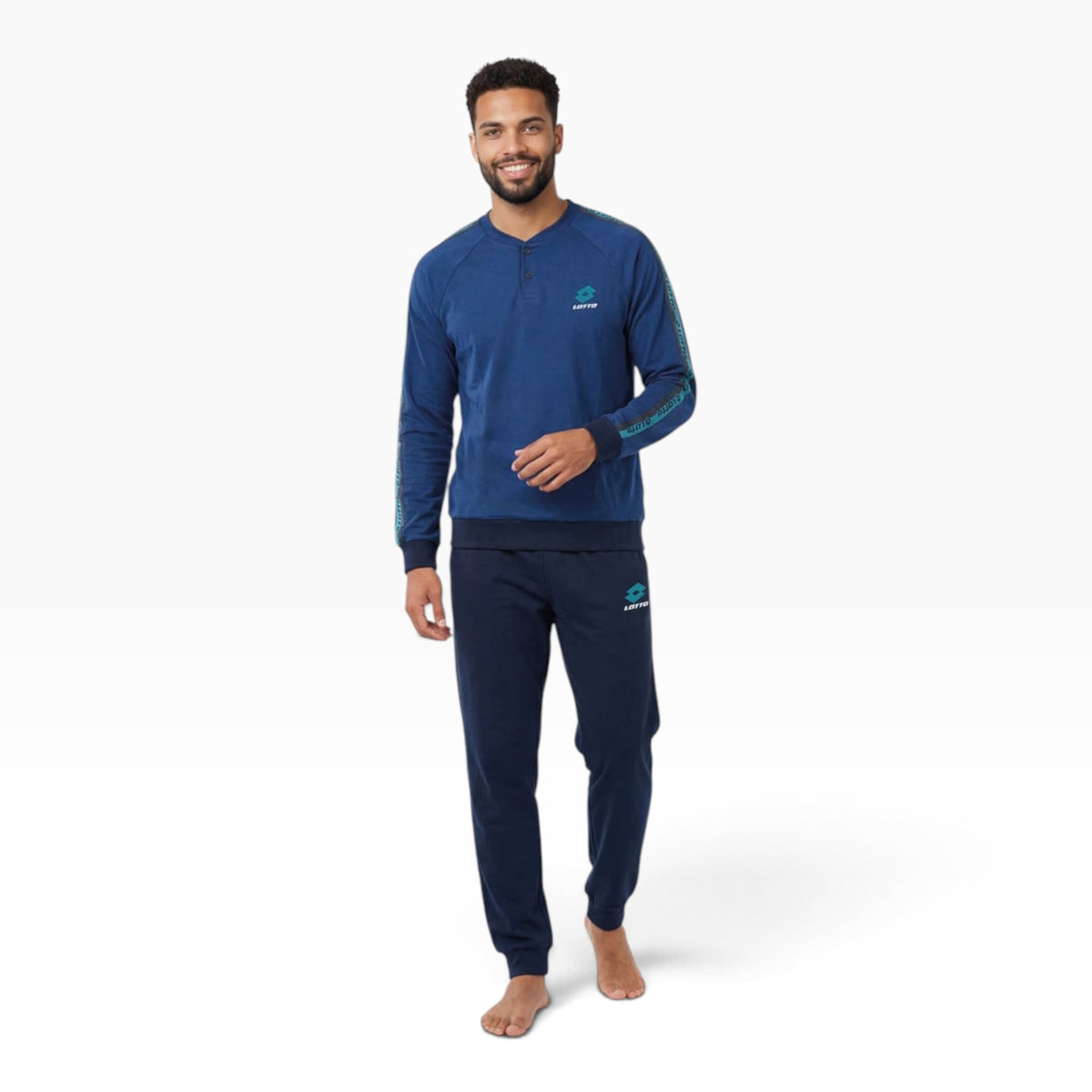 Pigiama Uomo Lungo in Caldo Cotone Serafino e Polsini Lotto Art.LP2140 - Boutique dell'Intimo e del Neonato