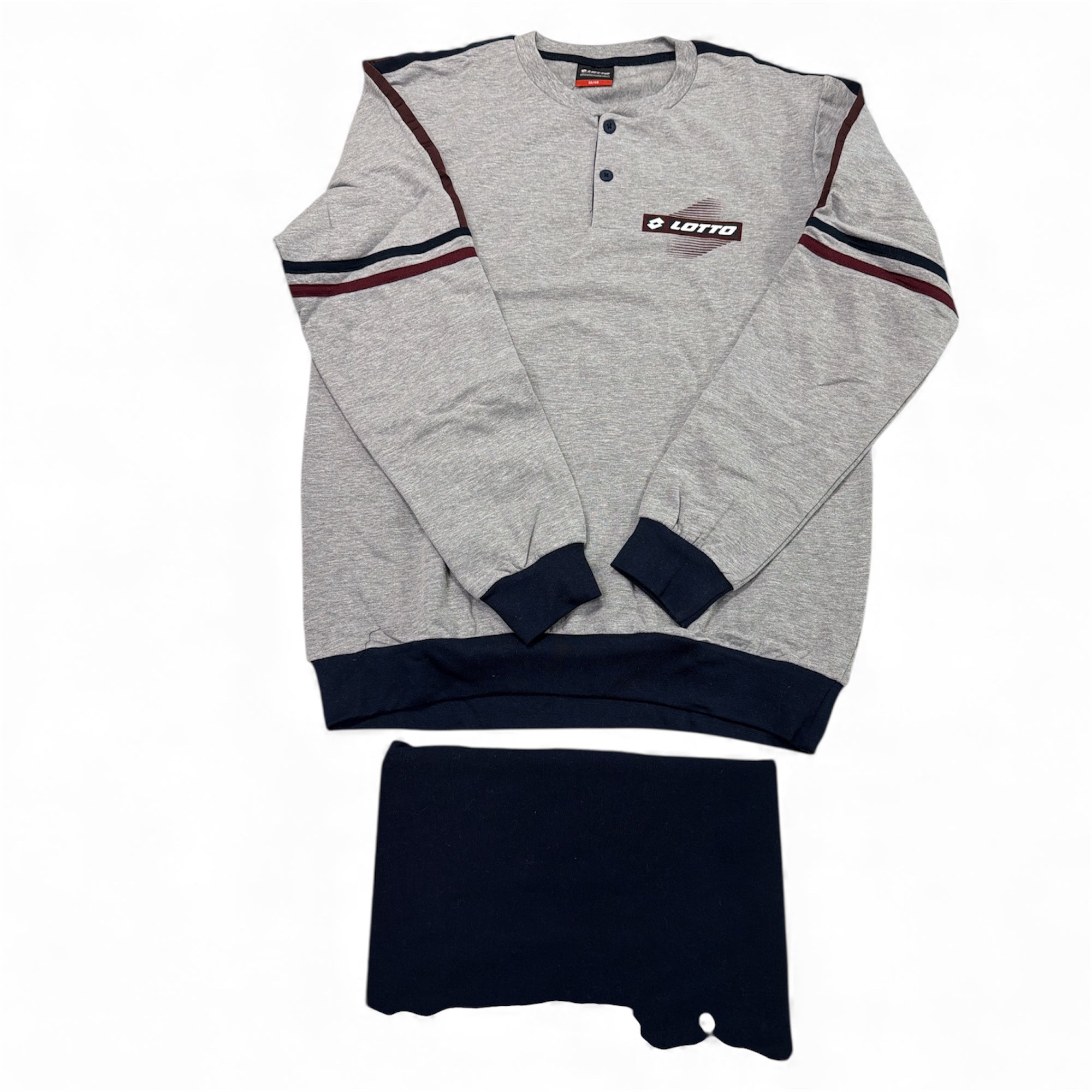 Pigiama Uomo Lungo in Cotone Felpato Serafino e Polsini Lotto Art.LP2138 - Boutique dell'Intimo e del Neonato