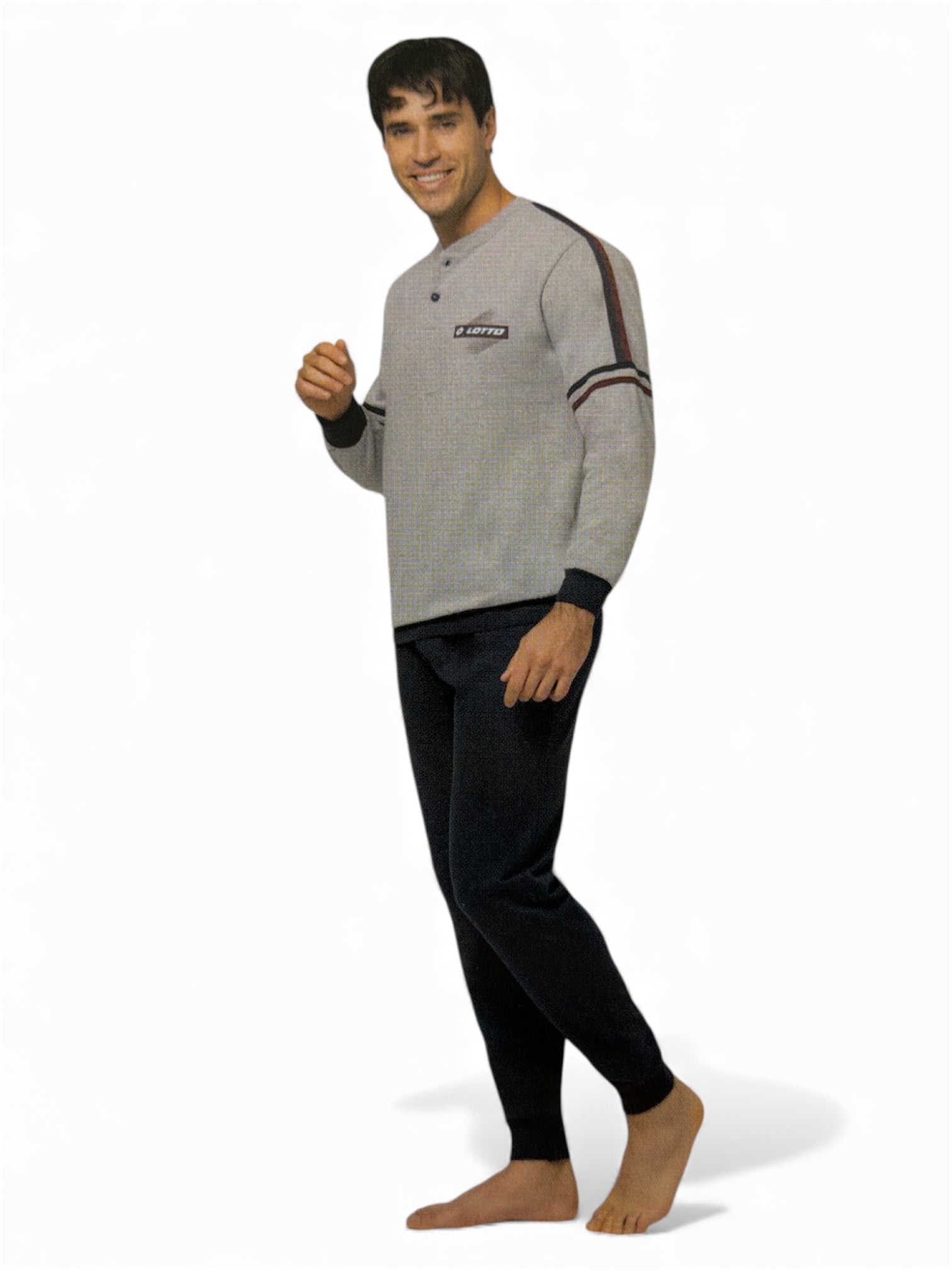 Pigiama Uomo Lungo in Cotone Felpato Serafino e Polsini Lotto Art.LP2138 - Boutique dell'Intimo e del Neonato