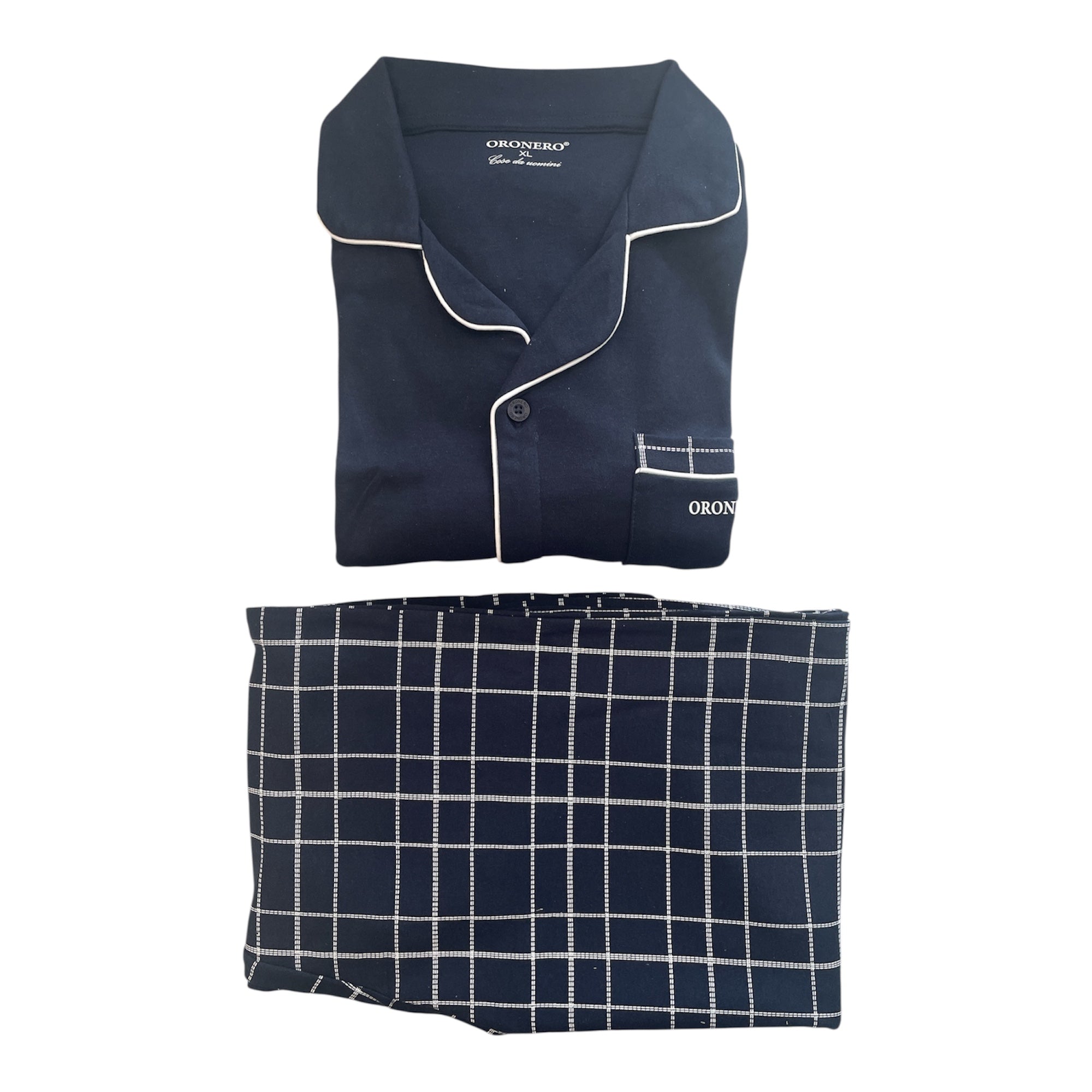 Pigiama Uomo Lungo in Cotone Interlock Aperto Davanti Oronero Art.OU1081 - Boutique dell'Intimo e del Neonato