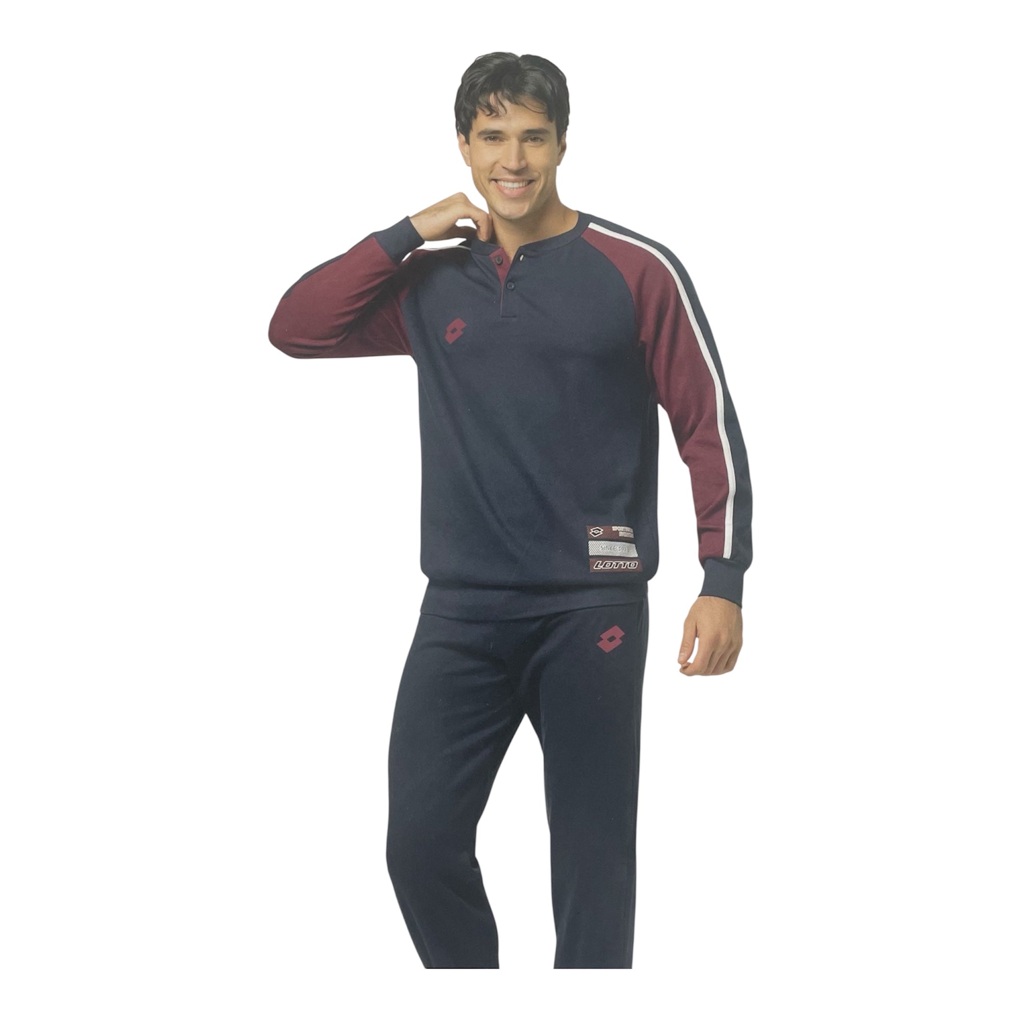 Pigiama Uomo Lungo in Cotone Interlock Serafino e Polsini Lotto Art.LP2130 - Boutique dell'Intimo e del Neonato