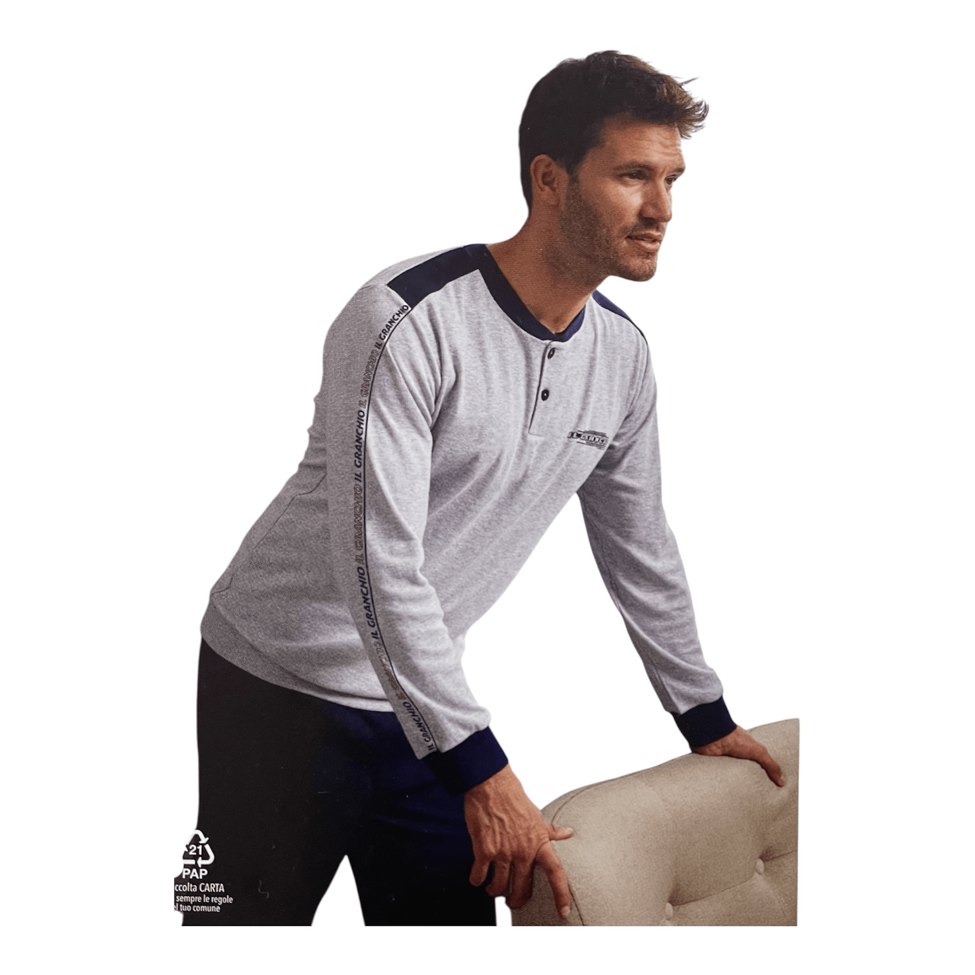 Pigiama Uomo Lungo in Cotone Interlock Serafino Il Granchio Art.GP2086 - Boutique dell'Intimo e del Neonato