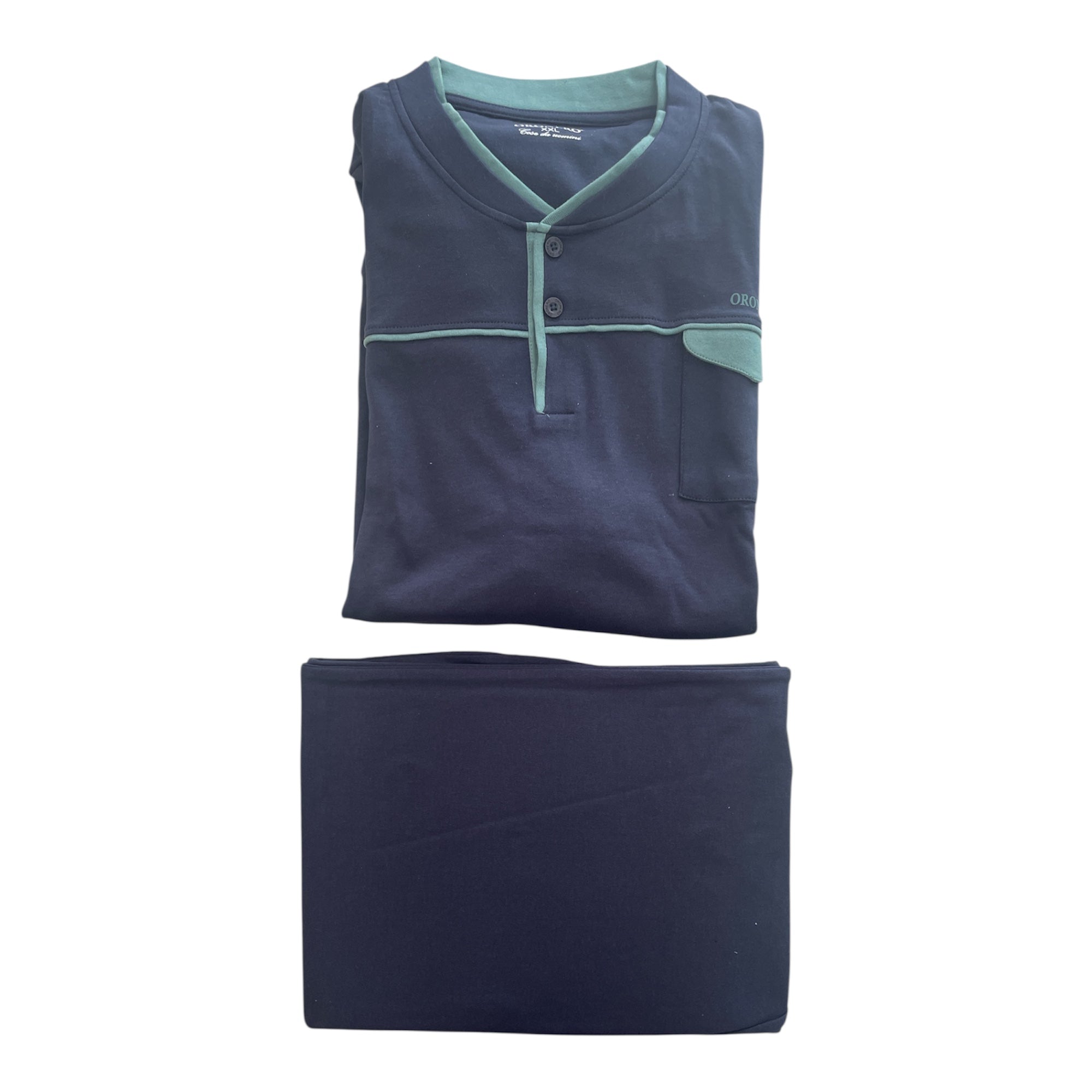 Pigiama Uomo Lungo in Cotone Interlock Serafino Oronero Art.OU182 - Boutique dell'Intimo e del Neonato