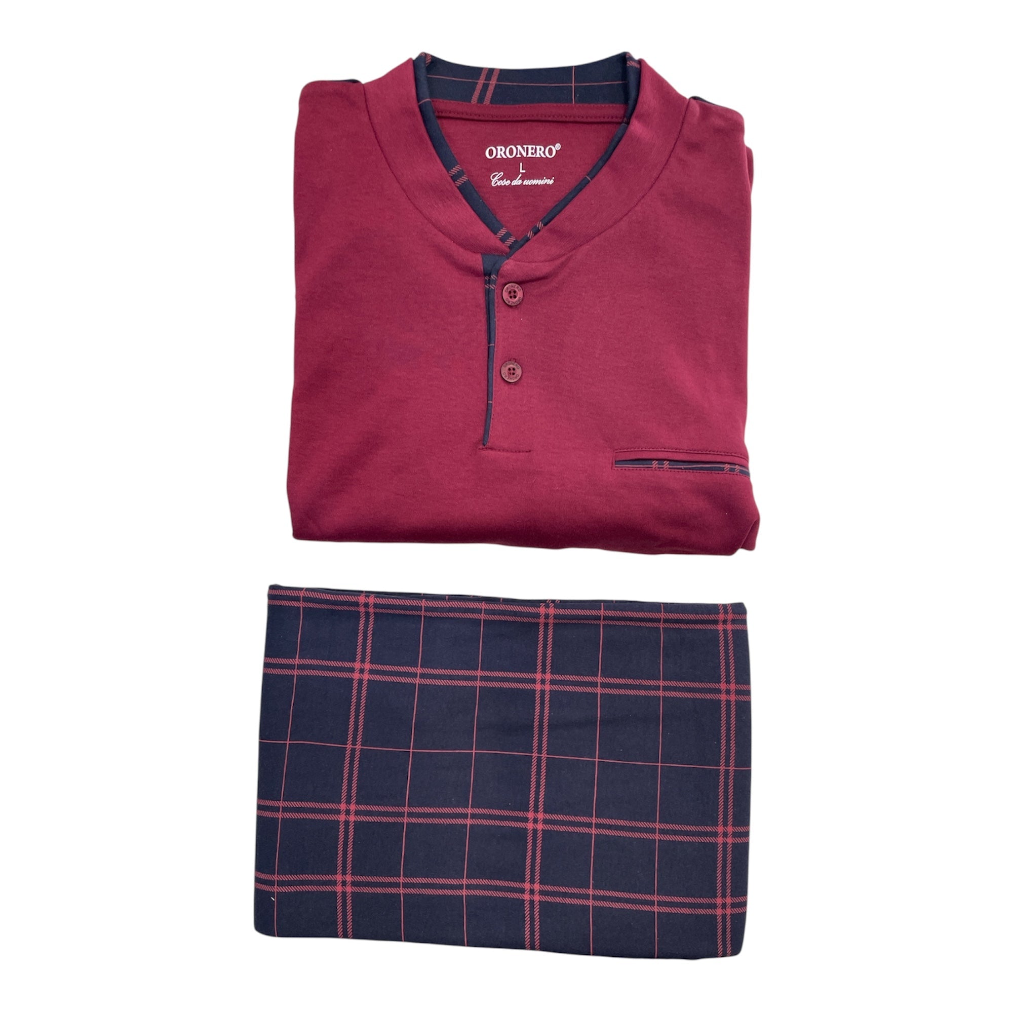 Pigiama Uomo Lungo in Cotone Interlock Serafino Oronero Art.OU492 - Boutique dell'Intimo e del Neonato