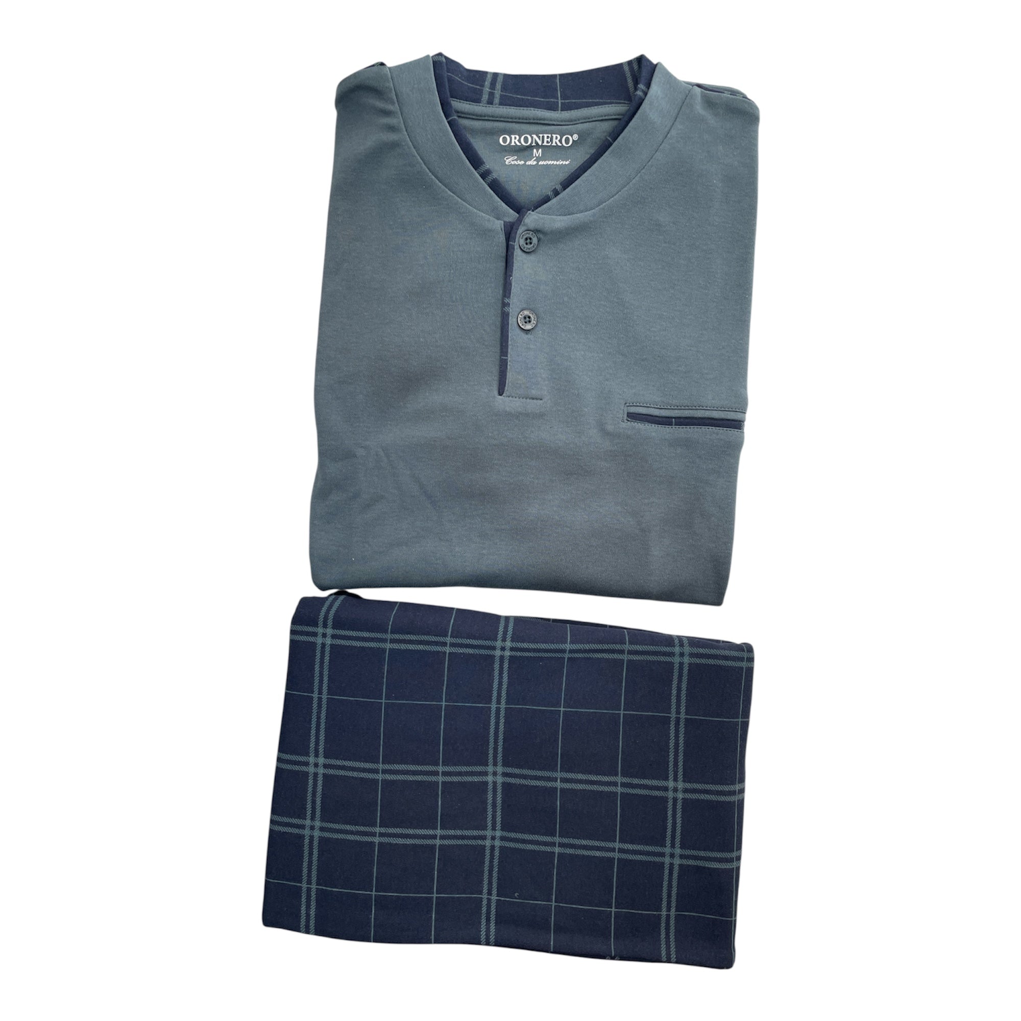 Pigiama Uomo Lungo in Cotone Interlock Serafino Oronero Art.OU492 - Boutique dell'Intimo e del Neonato