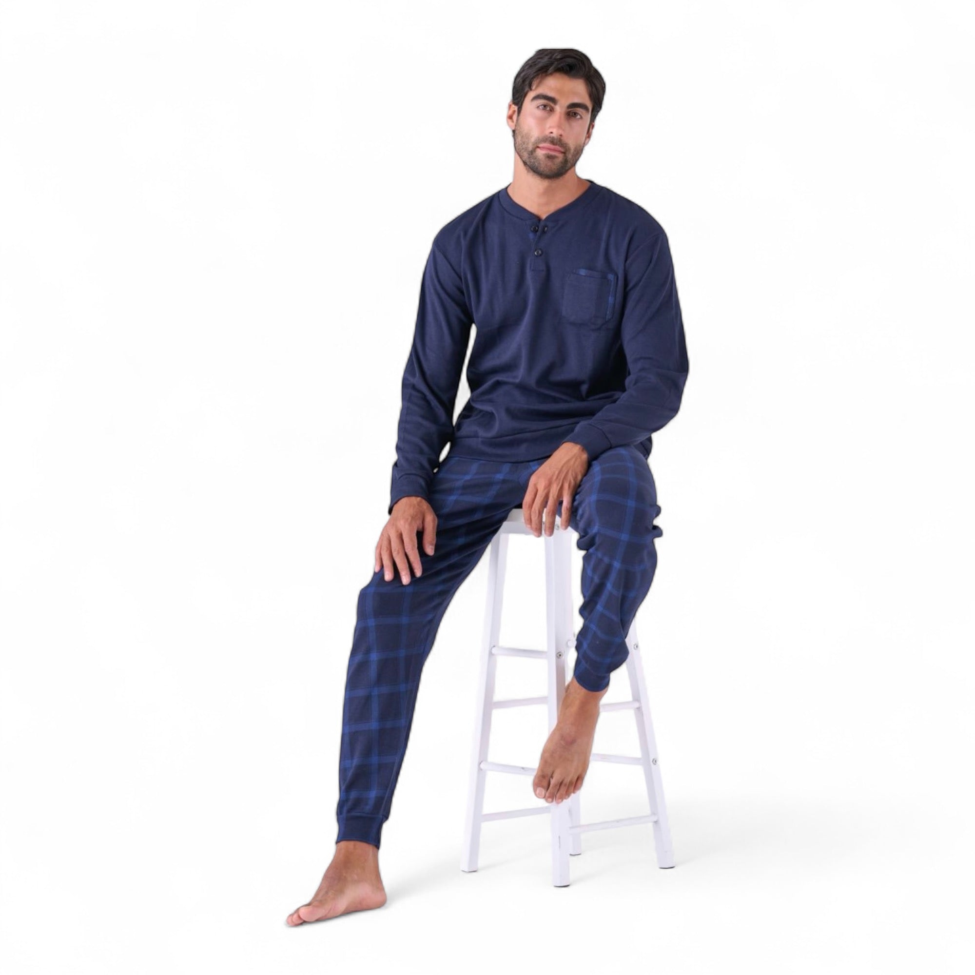 Pigiama Uomo Lungo in Cotone Interlock Serafino Paprika & Zenzero Art.ZP519 - Boutique dell'Intimo e del Neonato