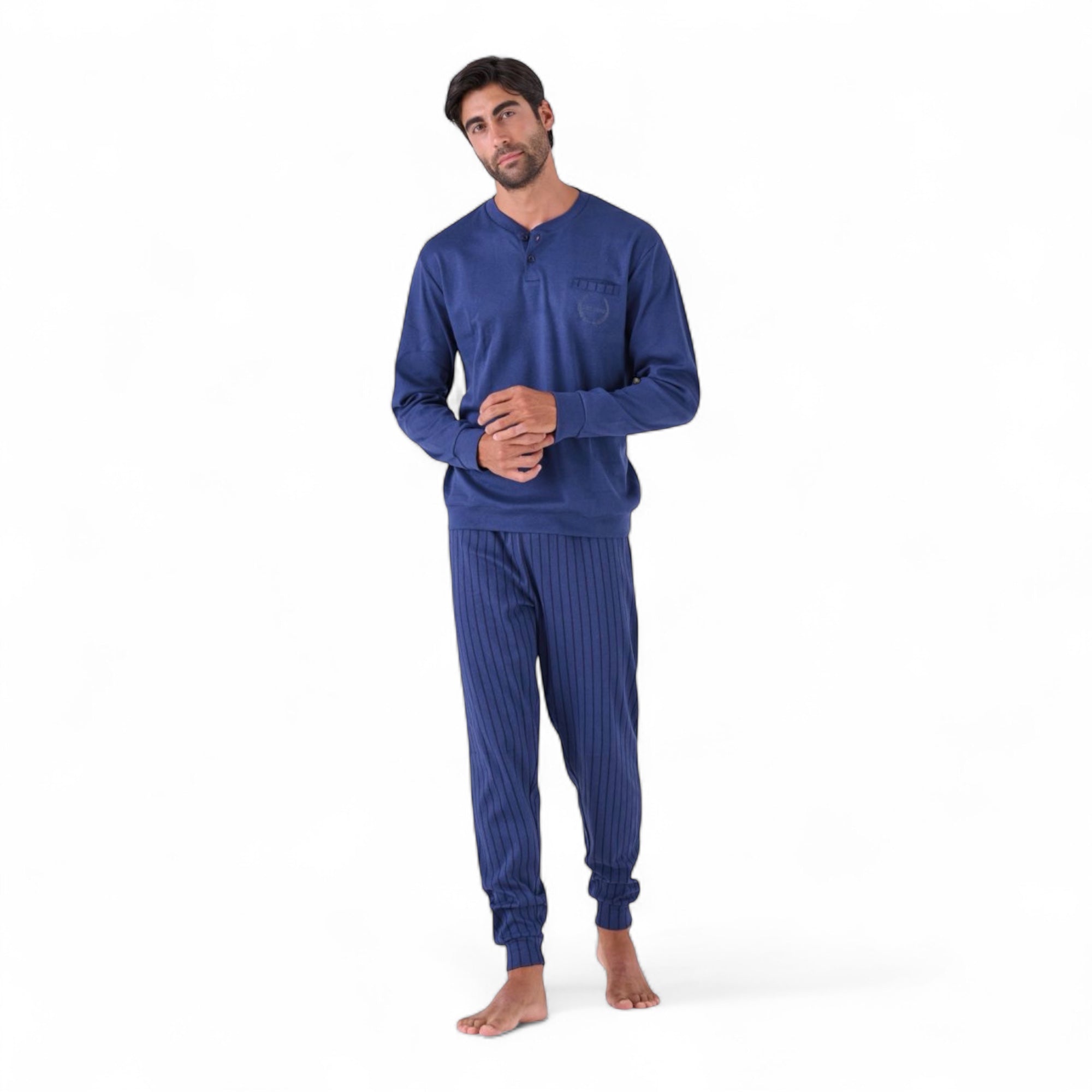 Pigiama Uomo Lungo in Cotone Interlock Serafino Paprika & Zenzero Art.ZP522 - Boutique dell'Intimo e del Neonato