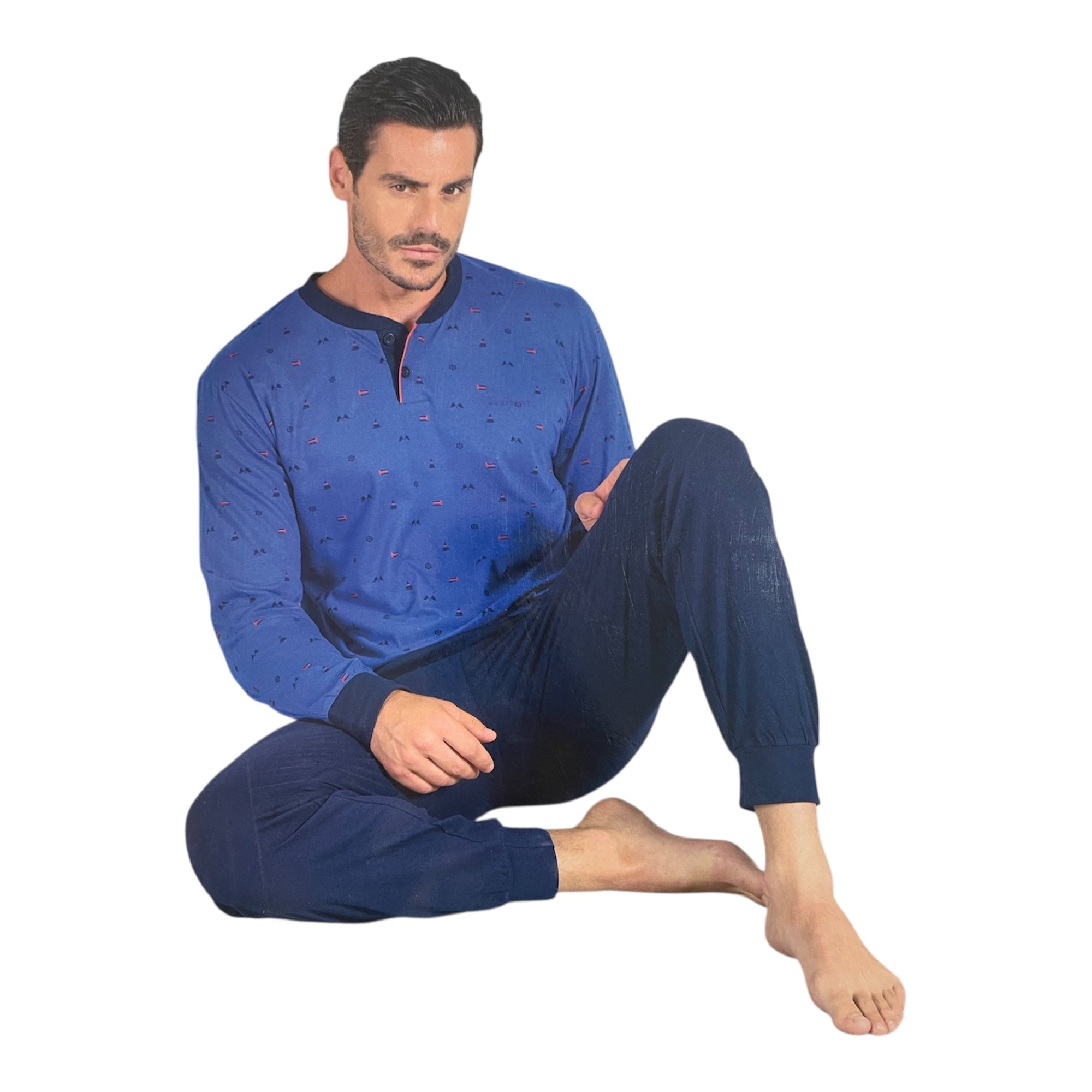 Pigiama Uomo Lungo in Cotone Jersey Navigare Art.141816 - Boutique dell'Intimo e del Neonato