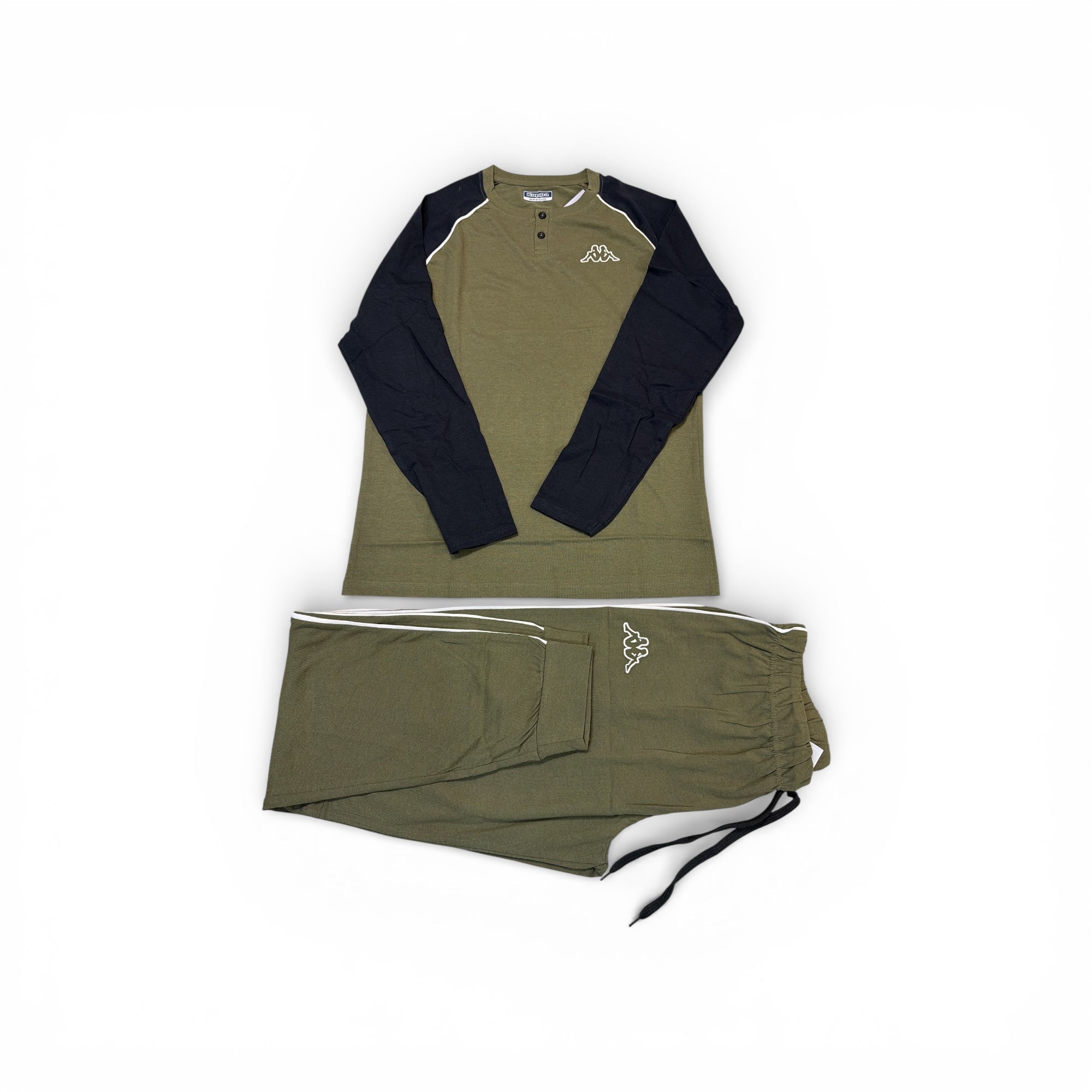 Pigiama Uomo Lungo in Cotone Jersey Serafino con Polsini Kappa Art.KMS26111 - Boutique dell'Intimo e del Neonato