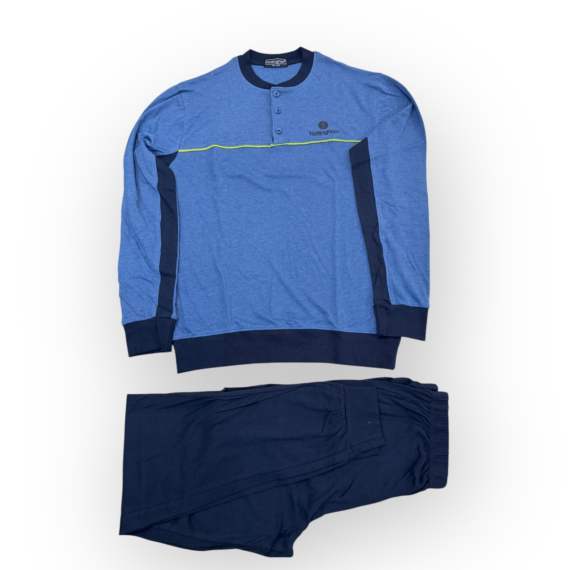 Pigiama Uomo Lungo in Cotone Jersey Serafino con Polsini Nottingham Art.NPA765 - ASS1 - Boutique dell'Intimo e del Neonato