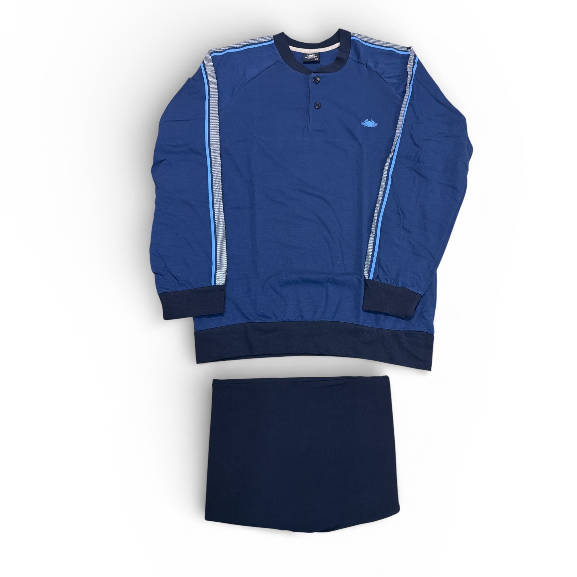 Pigiama Uomo Lungo in Cotone Jersey Serafino Il Granchio Art.GP1143 - Boutique dell'Intimo e del Neonato