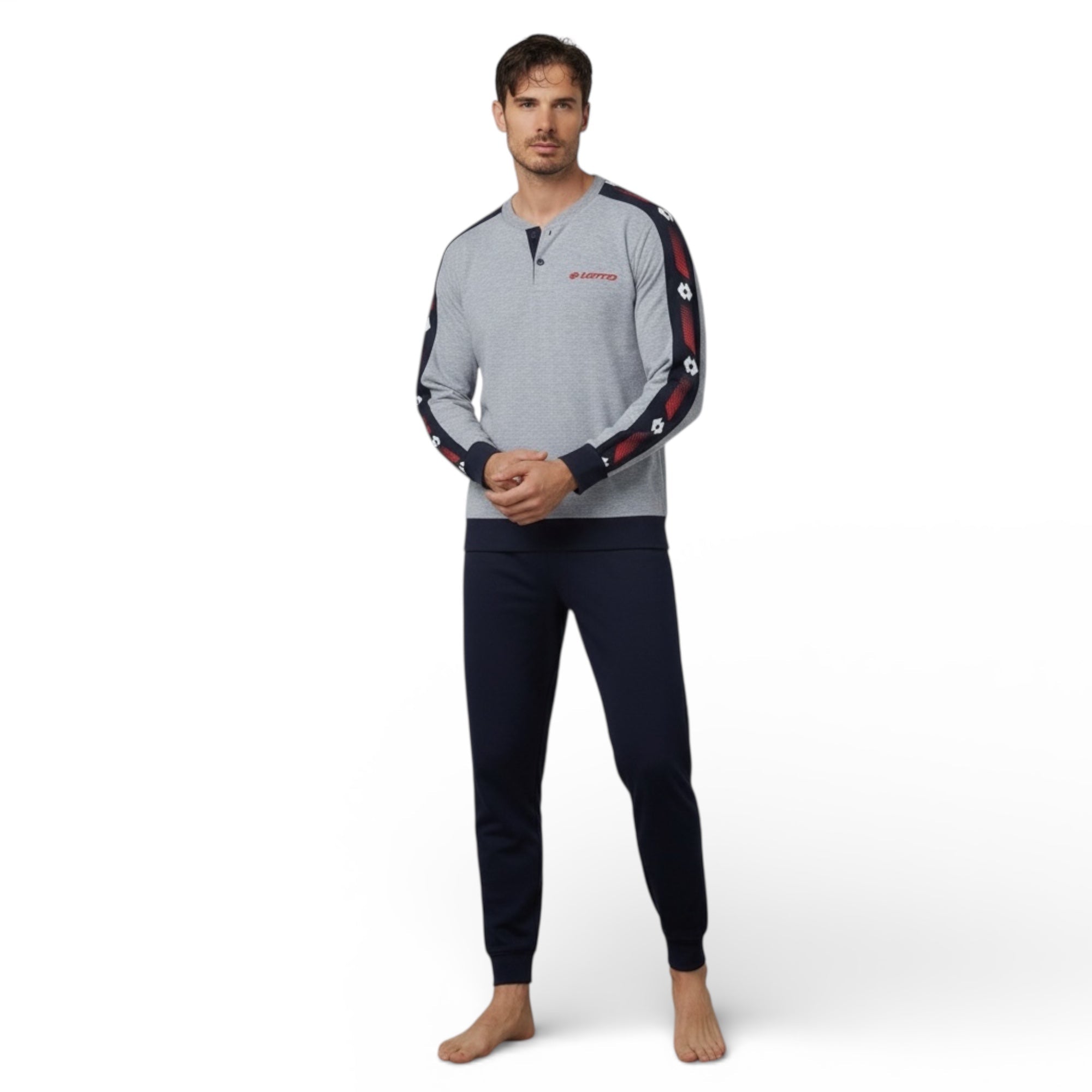 Pigiama Uomo Lungo in Cotone Jersey Serafino Lotto Art.LP1217 - Boutique dell'Intimo e del Neonato