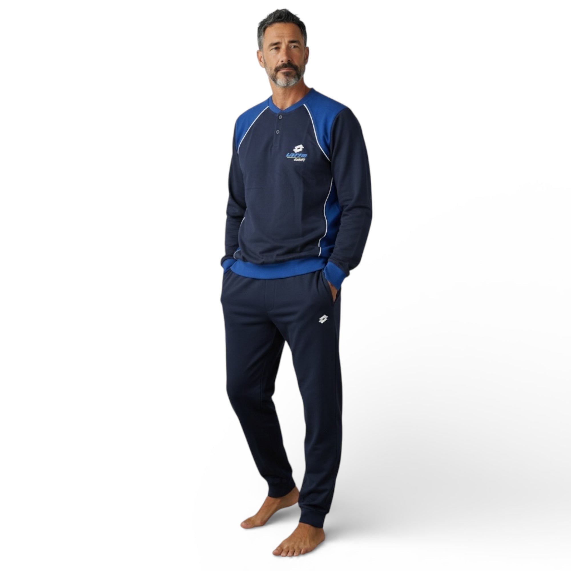 Pigiama Uomo Lungo in Cotone Jersey Serafino Lotto Art.LP1219 - Boutique dell'Intimo e del Neonato
