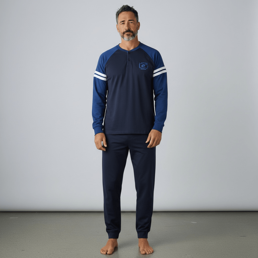Pigiama Uomo Lungo in Cotone Jersey Serafino Lotto Art.LP1220 - Boutique dell'Intimo e del Neonato