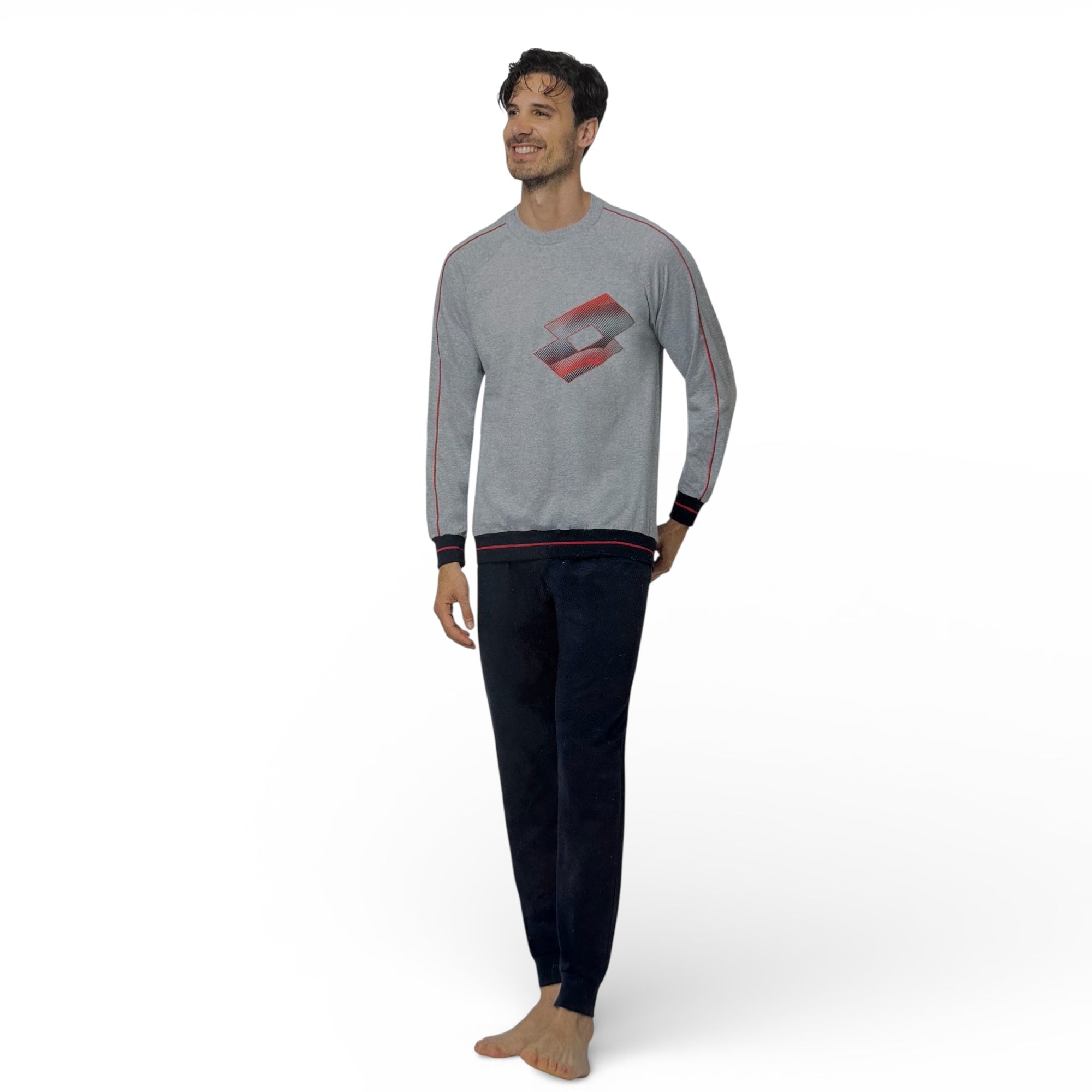 Pigiama Uomo Lungo in Cotone Jersey Serafino Lotto Art.LP1223 - Boutique dell'Intimo e del Neonato