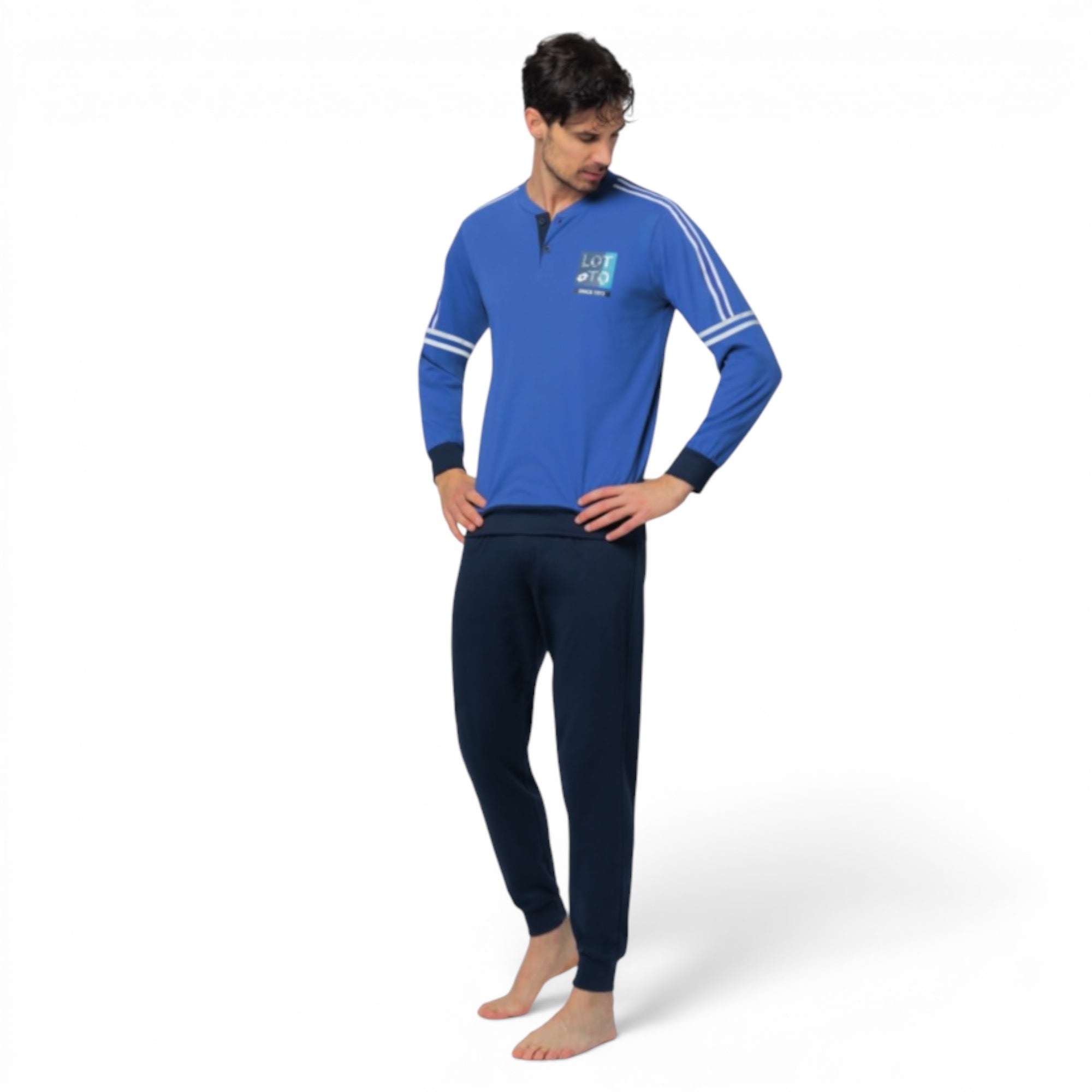 Pigiama Uomo Lungo in Cotone Jersey Serafino Lotto Art.LP1224 - Boutique dell'Intimo e del Neonato