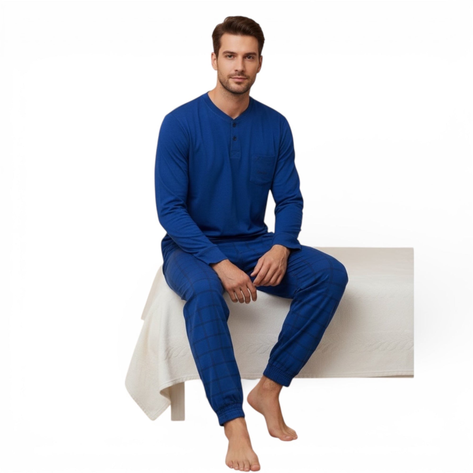 Pigiama Uomo Lungo in Cotone Jersey Serafino Zenzero & Paprika Art.ZP557 - Boutique dell'Intimo e del Neonato
