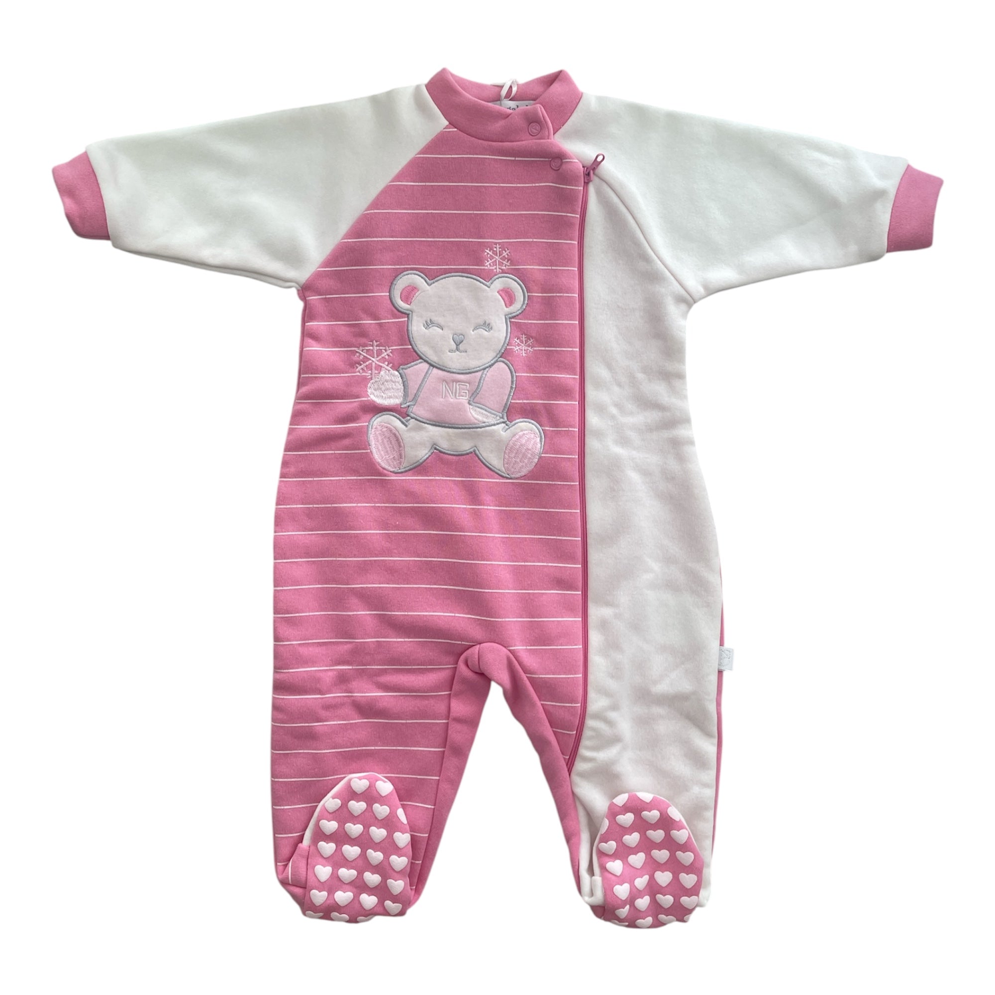 Pigiamone Neonata Felpato Spalla Aperta e Zip Nazareno Gabrielli Art.NG - 2250 - Boutique dell'Intimo e del Neonato