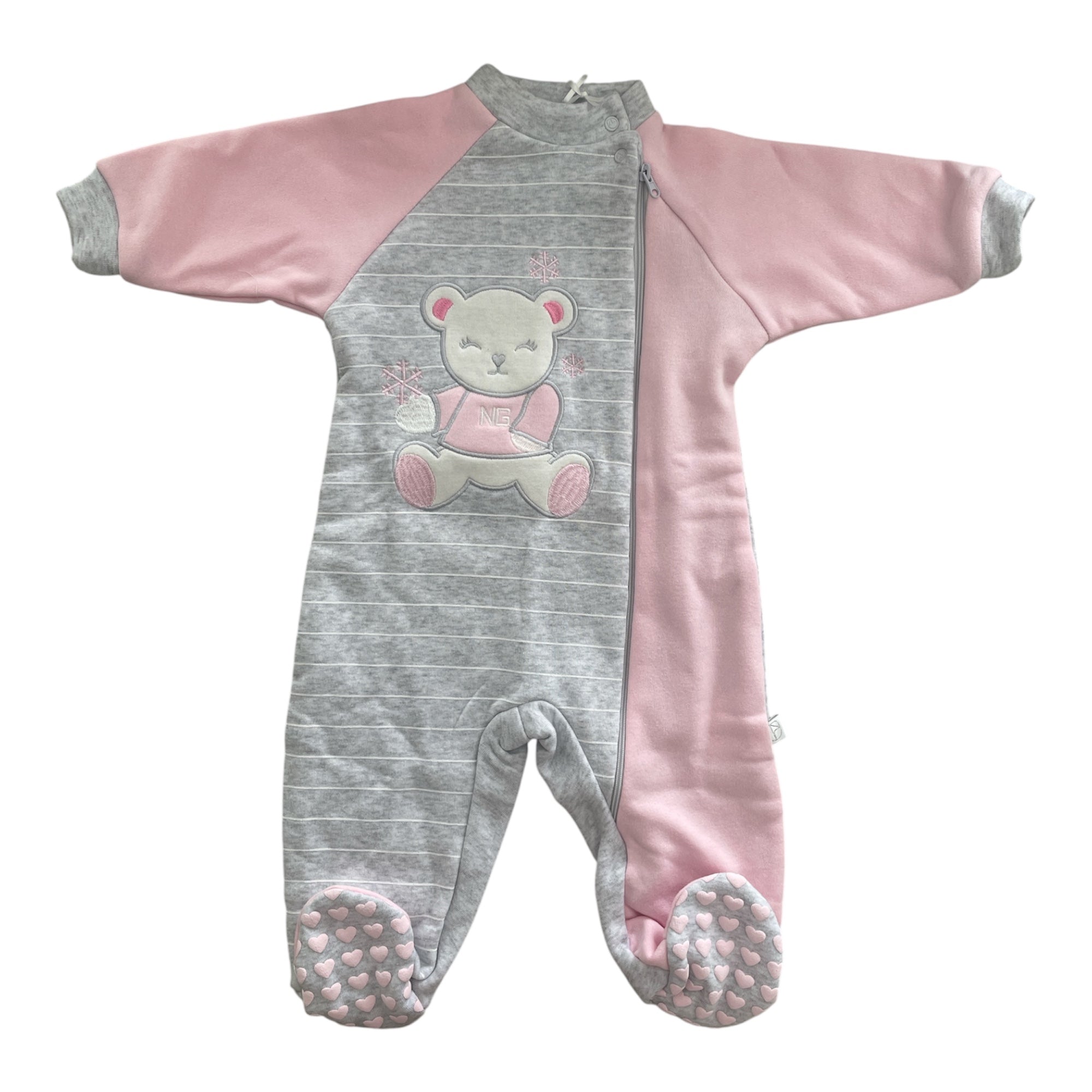 Pigiamone Neonata Felpato Spalla Aperta e Zip Nazareno Gabrielli Art.NG - 2250 - Boutique dell'Intimo e del Neonato