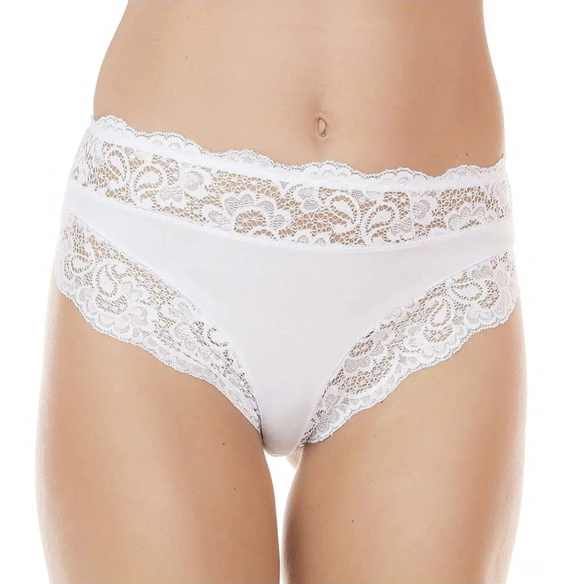 SLIP VITA ALTA CON DETTAGLI IN PIZZO JADEA ART.742 IN COTONE ELASTICIZZATO - BOUTIQUE INTIMO E NEONATO