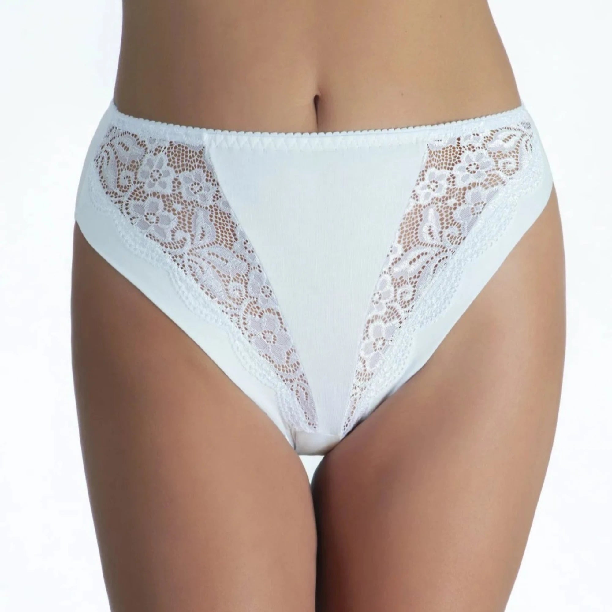 SLIP VITA ALTA COTONE ELASTICIZZATO MANSUE' ART.S240 - DETTAGLI IN PIZZO - BOUTIQUE INTIMO E NEONATO